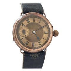 Antique 9 Karat Rose Gold Trench Watch