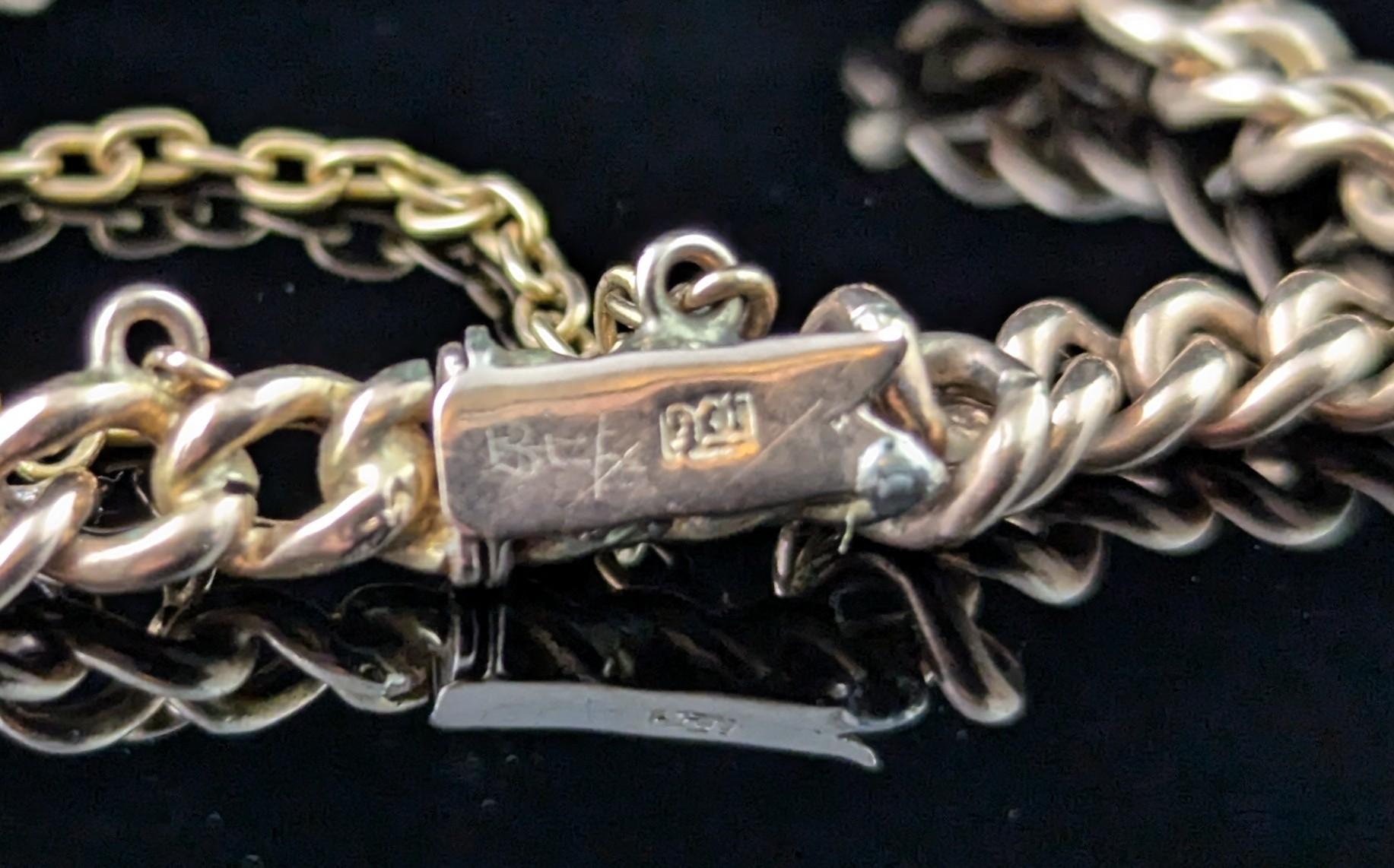 Women's Antique 9k Rose gold Turquoise curb link bracelet