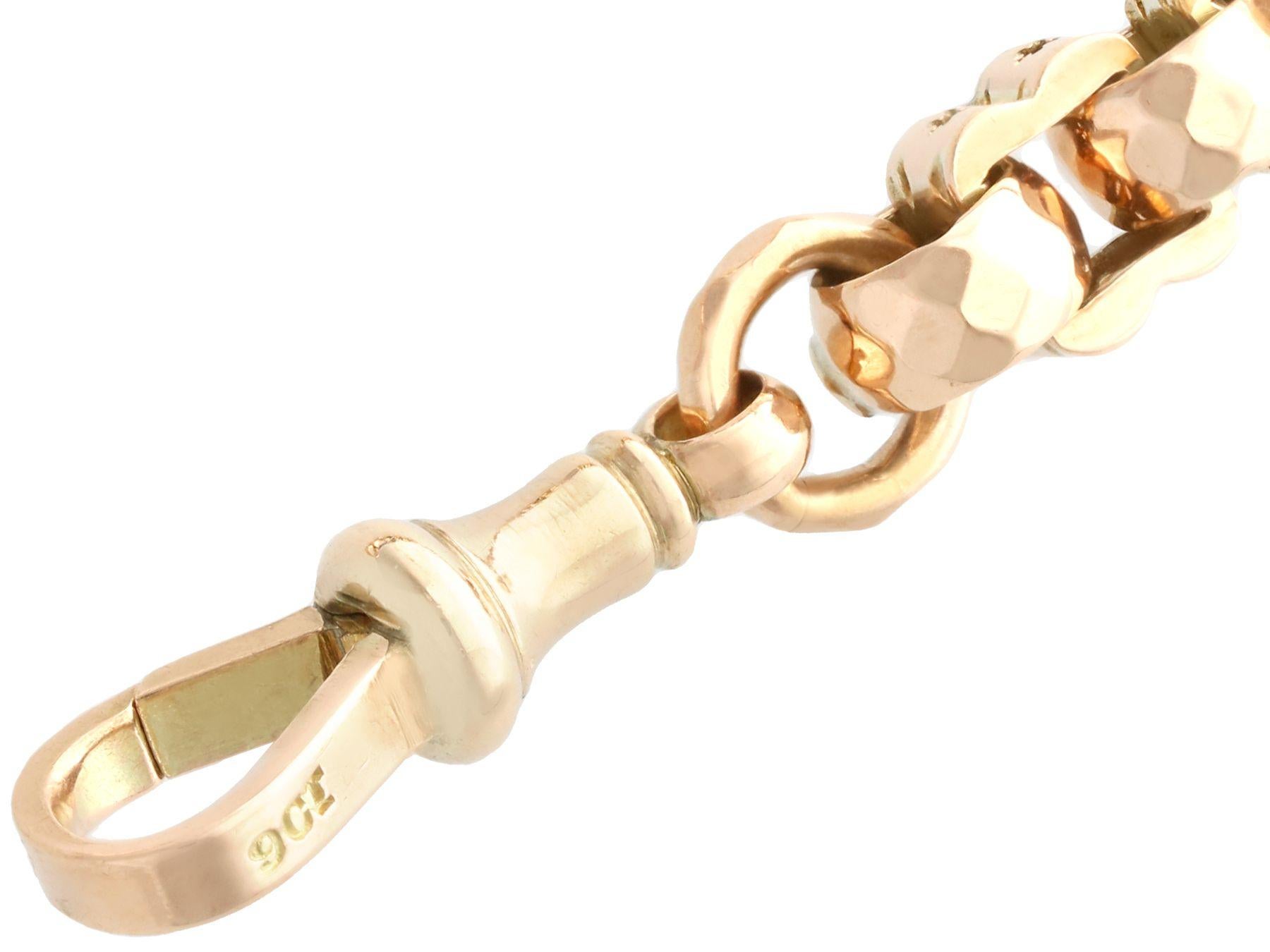 Women's or Men's Antique 9K Yellow Gold Albert Chain Bracelet For Sale