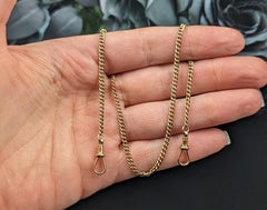 Antike 9k Gelbgold Albert-Kette, Uhrenkette, geschwungene Glieder