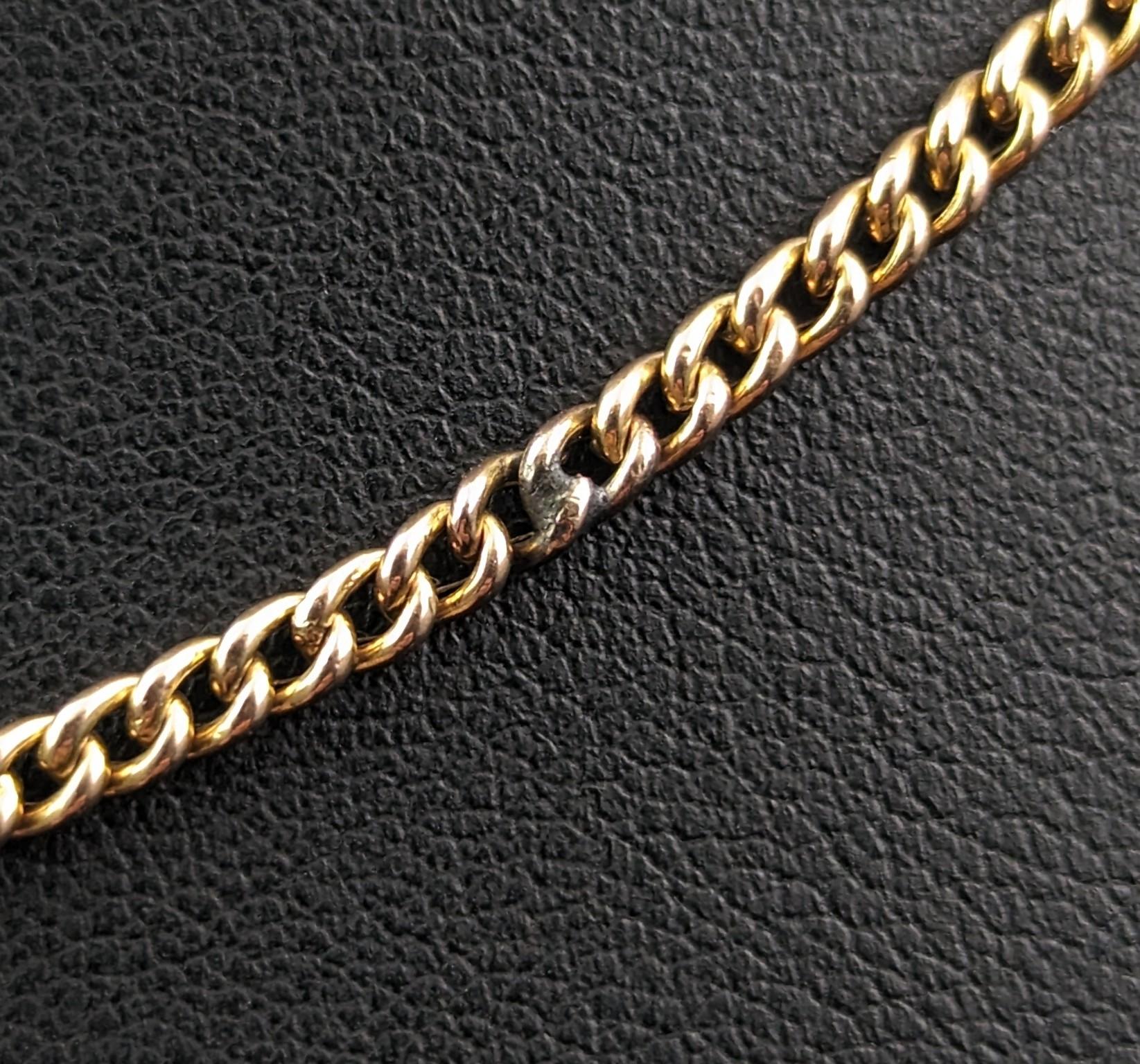 Antique 9k Yellow Gold Albert Chain, Watch Chain, Curb Link 2