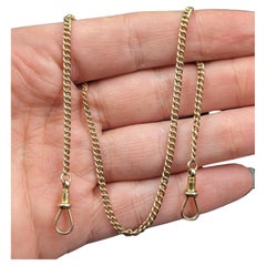 Used 9k Yellow Gold Albert Chain, Watch Chain, Curb Link
