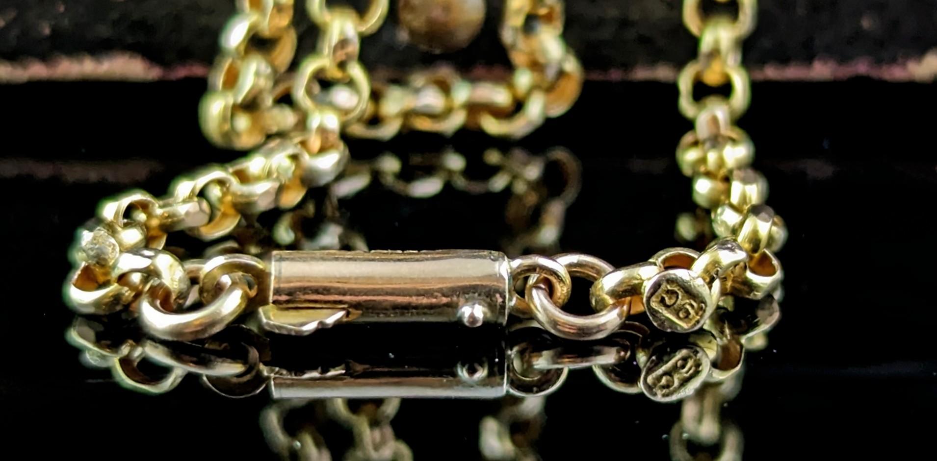 Antike 9k Gelbgold Belcher Gliederkette Halskette, edwardianisch  im Angebot 6