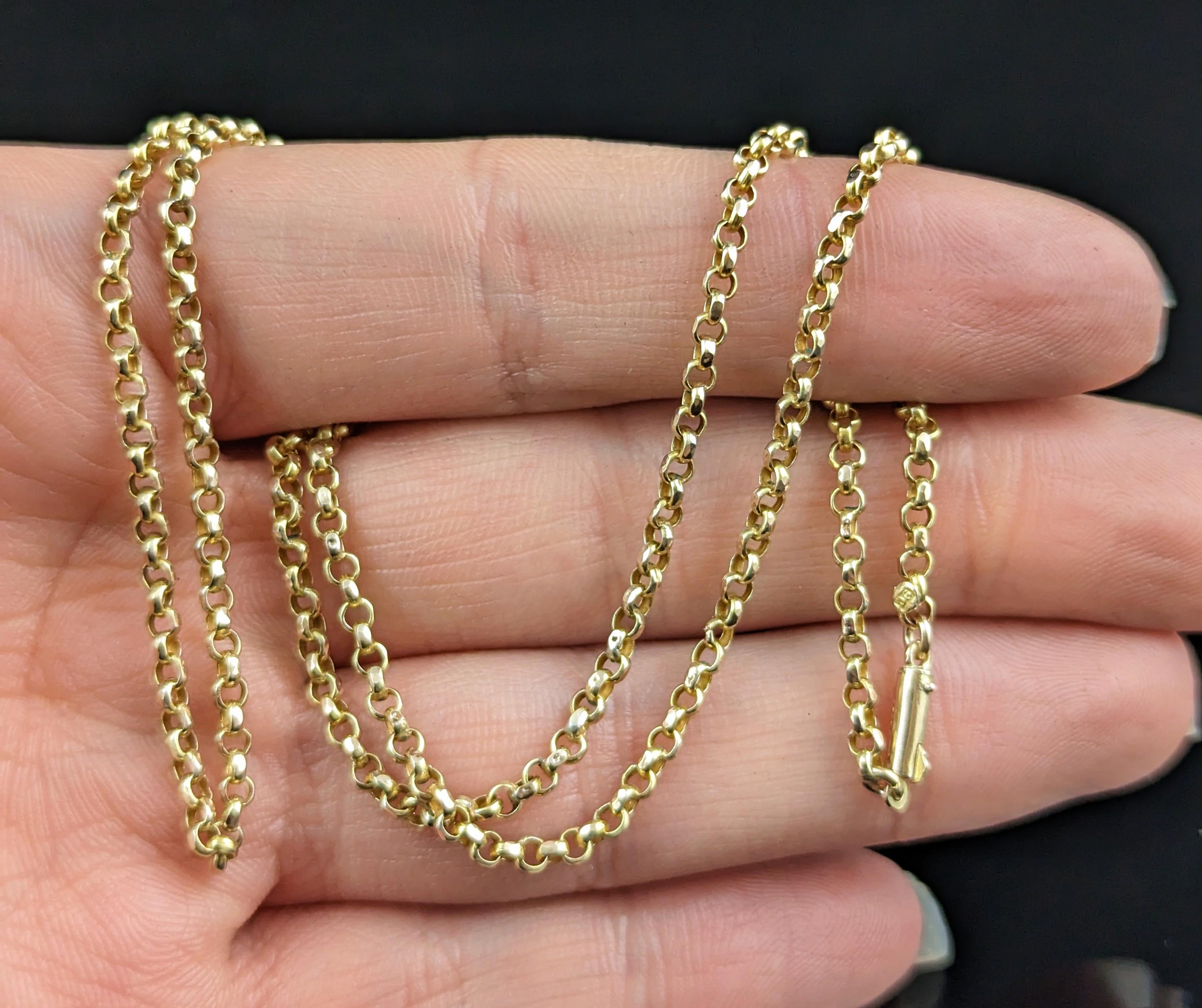 A beautiful antique, Edwardian era 9ct yellow gold Belcher or rolo link chain necklace.

Rich gold links with a pretty rolo or Belcher design, this classic beauty is a nice wearable length at 20.75