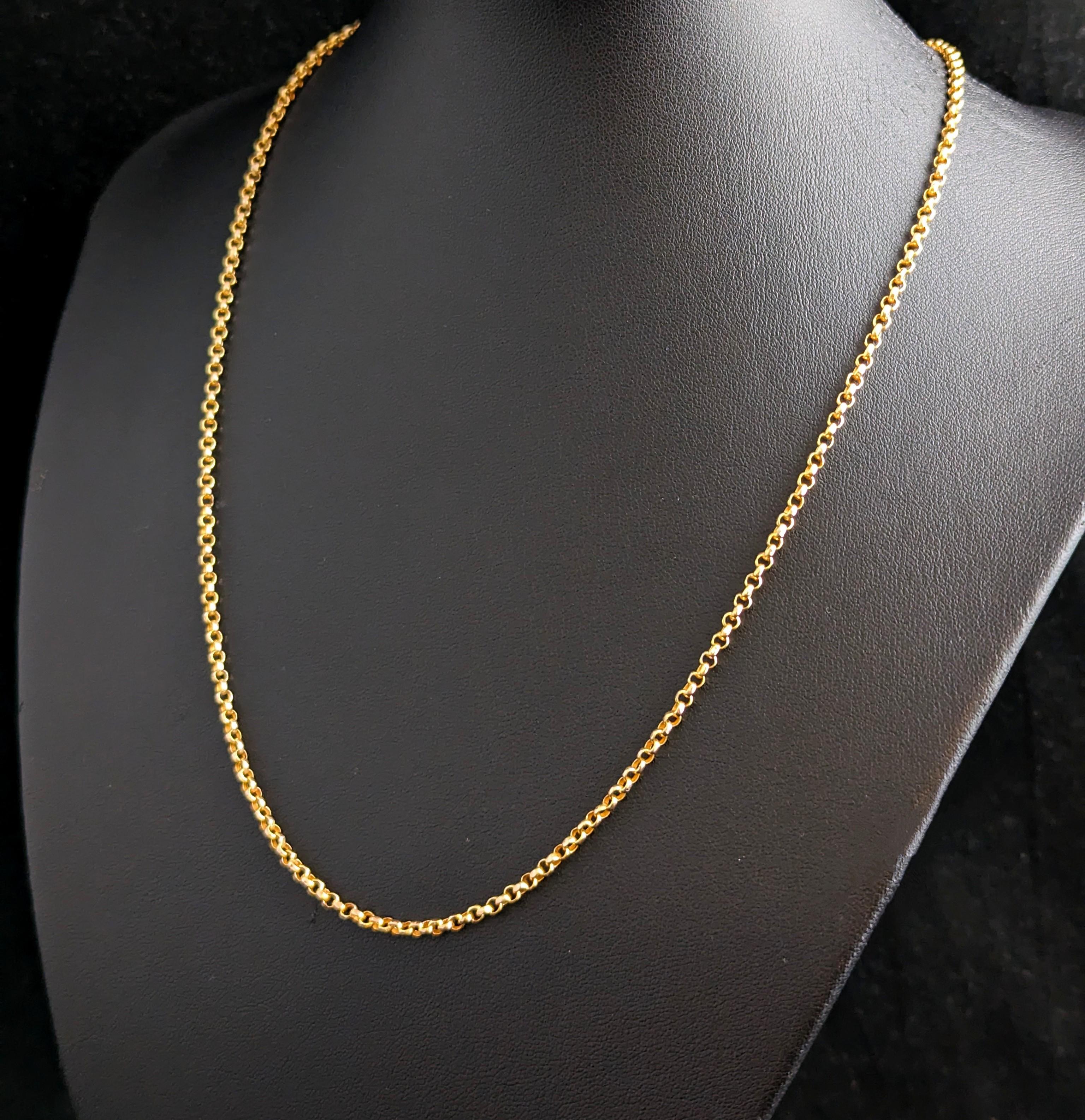 Antique 9k yellow gold Belcher link chain necklace, Edwardian  For Sale 2