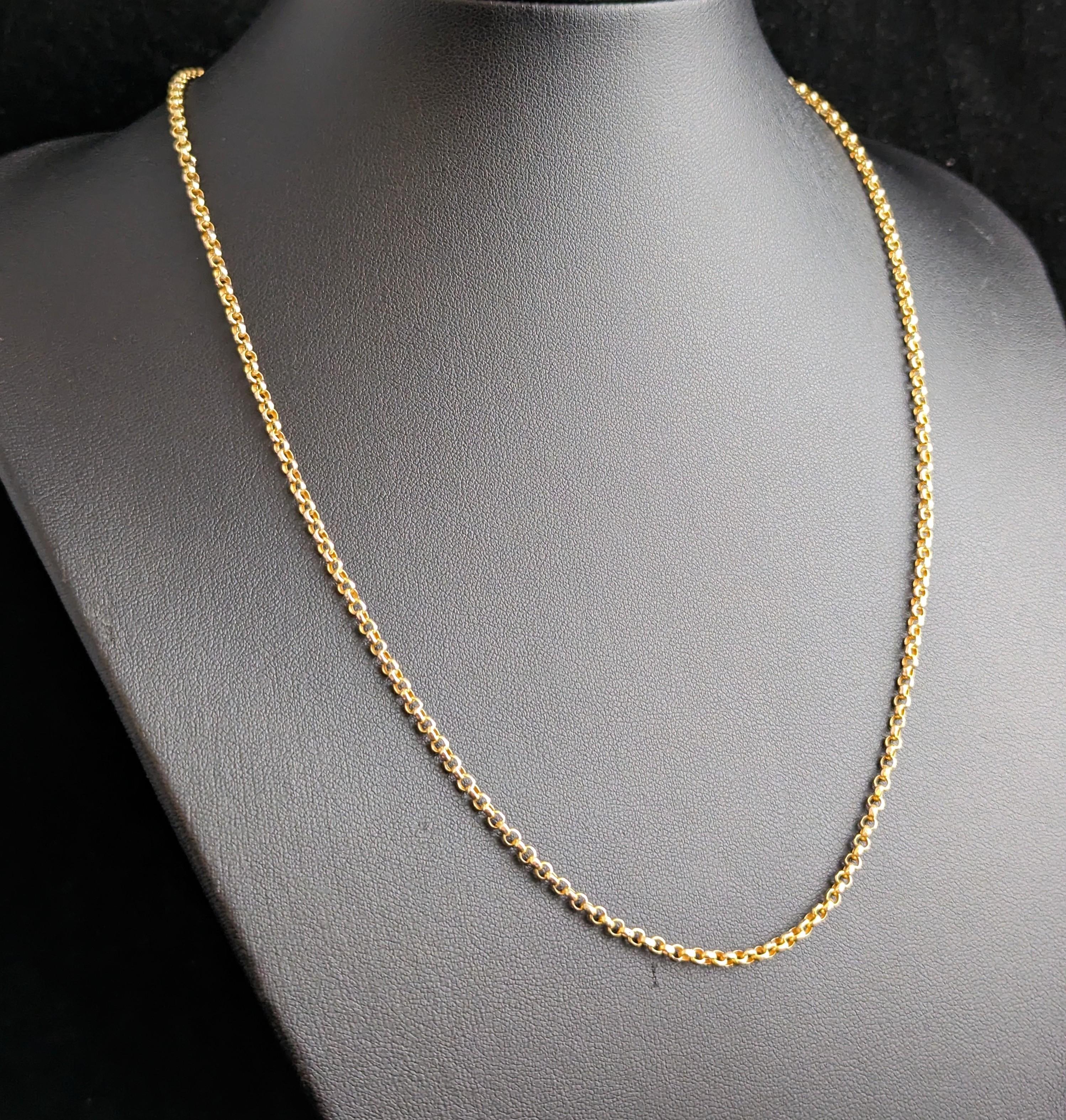 Antique 9k yellow gold Belcher link chain necklace, Edwardian  For Sale 3