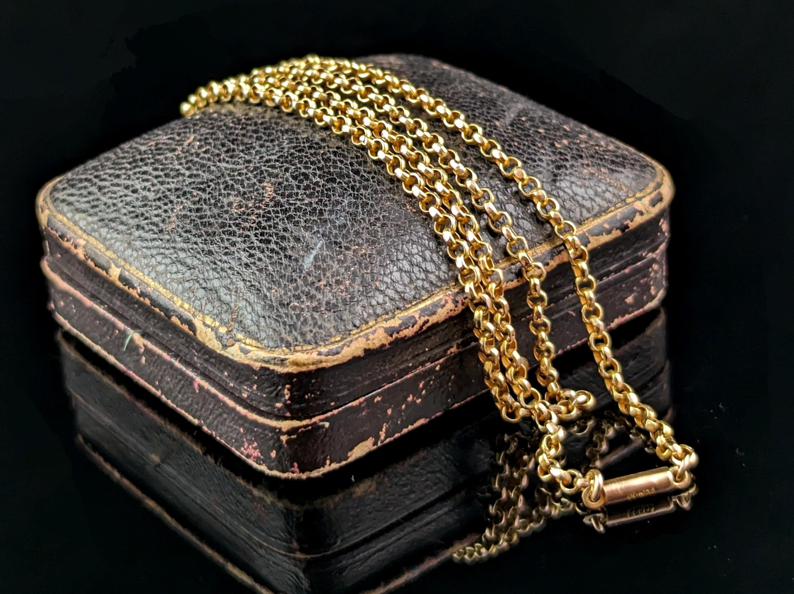 Antike 9k Gelbgold Belcher Gliederkette Halskette, edwardianisch  im Angebot 3