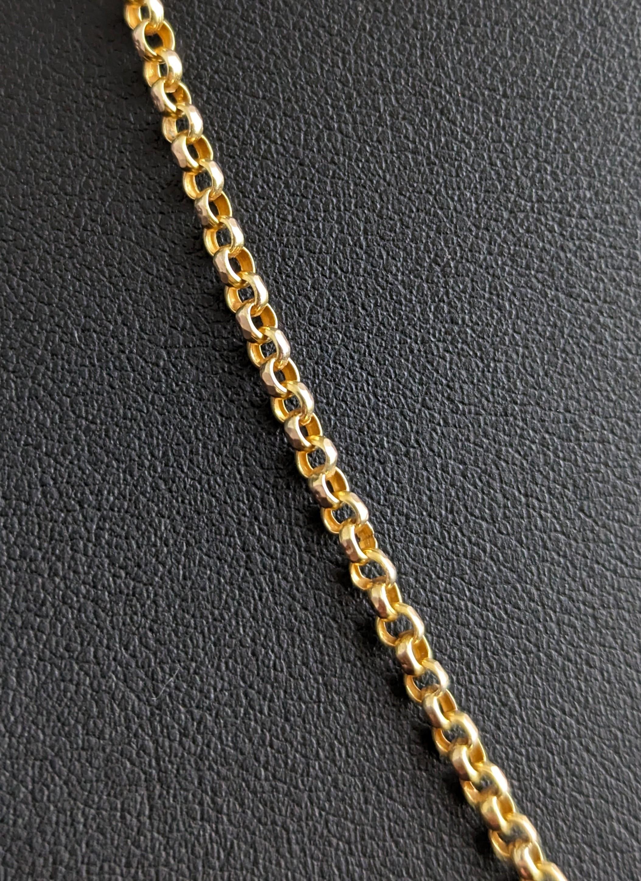 Antique 9k yellow gold Belcher link chain necklace, Edwardian  For Sale 5