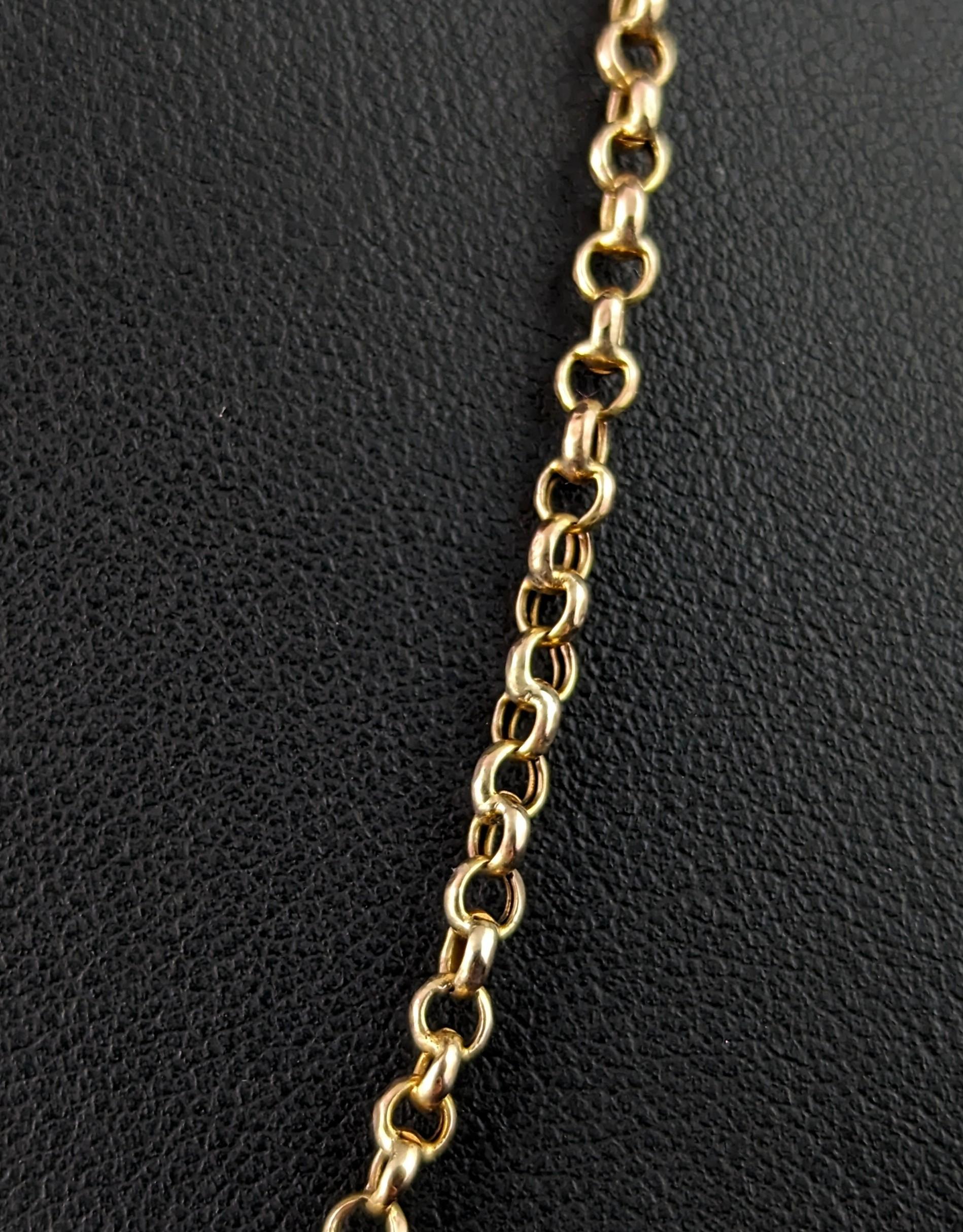Édouardien Collier ancien en or jaune 9k à maillons de type 