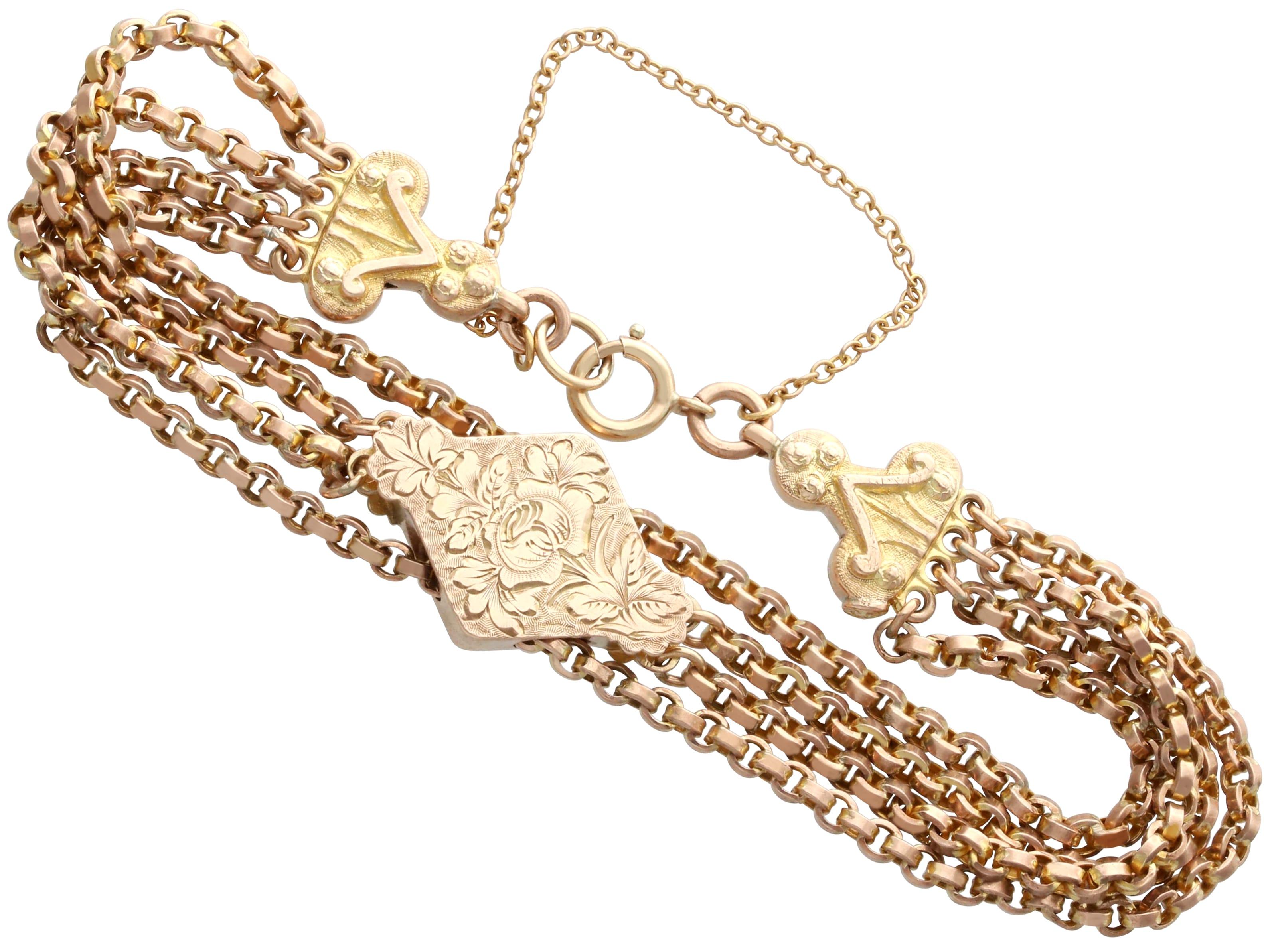 Antique 9k Yellow Gold Chain Bracelet Circa 1890 In Excellent Condition For Sale In Jesmond, Newcastle Upon Tyne