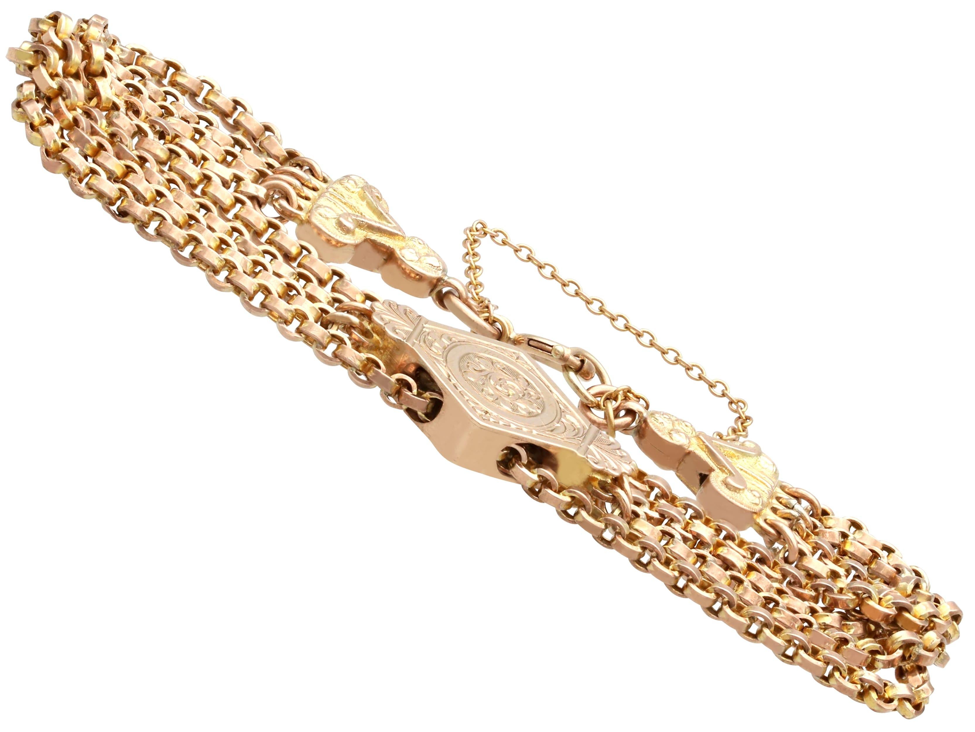 Women's or Men's Antique 9k Yellow Gold Chain Bracelet Circa 1890 For Sale