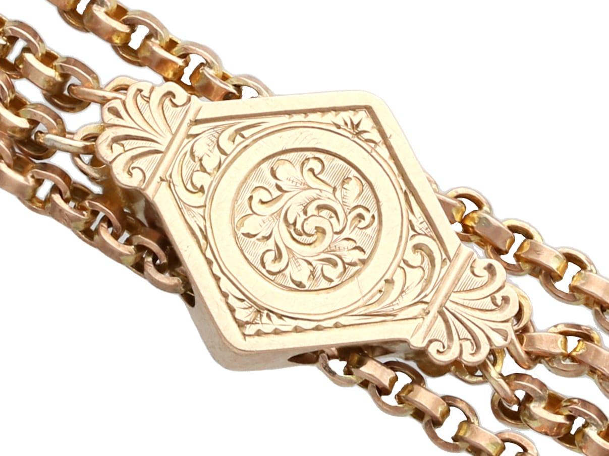 Antique 9k Yellow Gold Chain Bracelet Circa 1890 For Sale 1