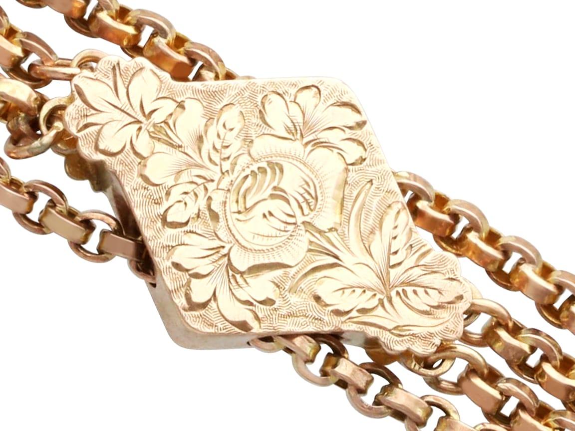 Antique 9k Yellow Gold Chain Bracelet Circa 1890 For Sale 2