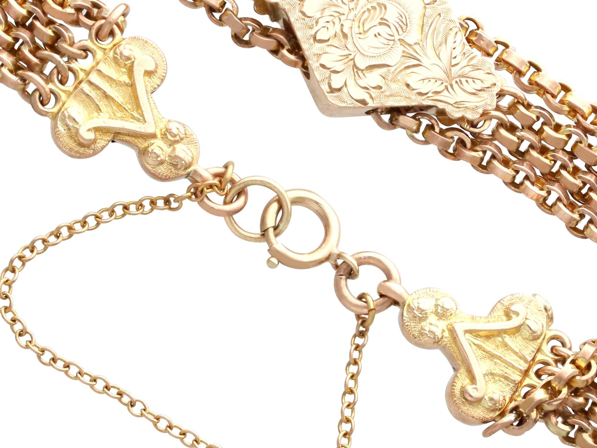Antique 9k Yellow Gold Chain Bracelet Circa 1890 For Sale 3