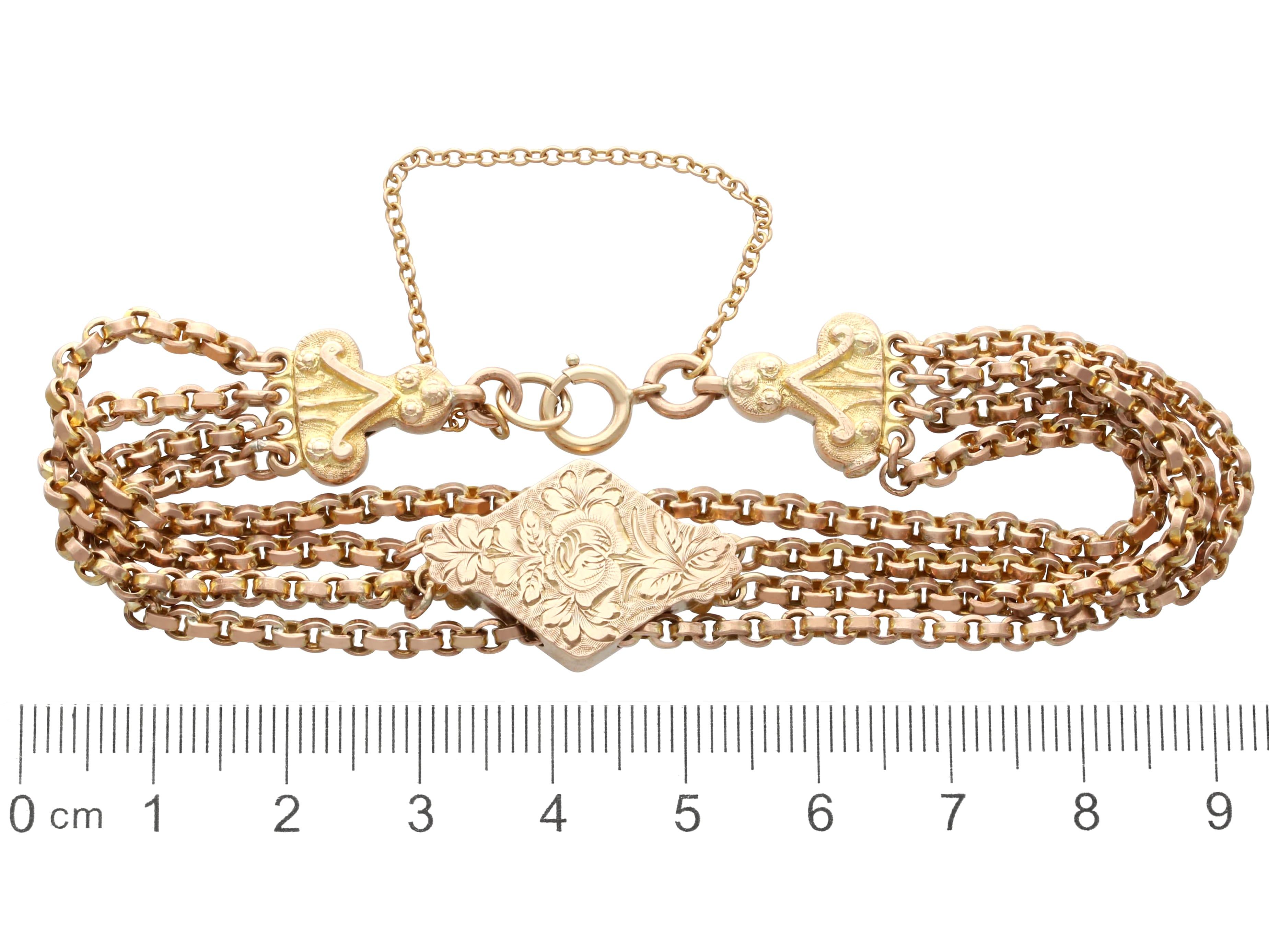 Antique 9k Yellow Gold Chain Bracelet Circa 1890 For Sale 5