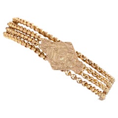 Bracelet chaîne ancien en or jaune 9 carats, c. 1890