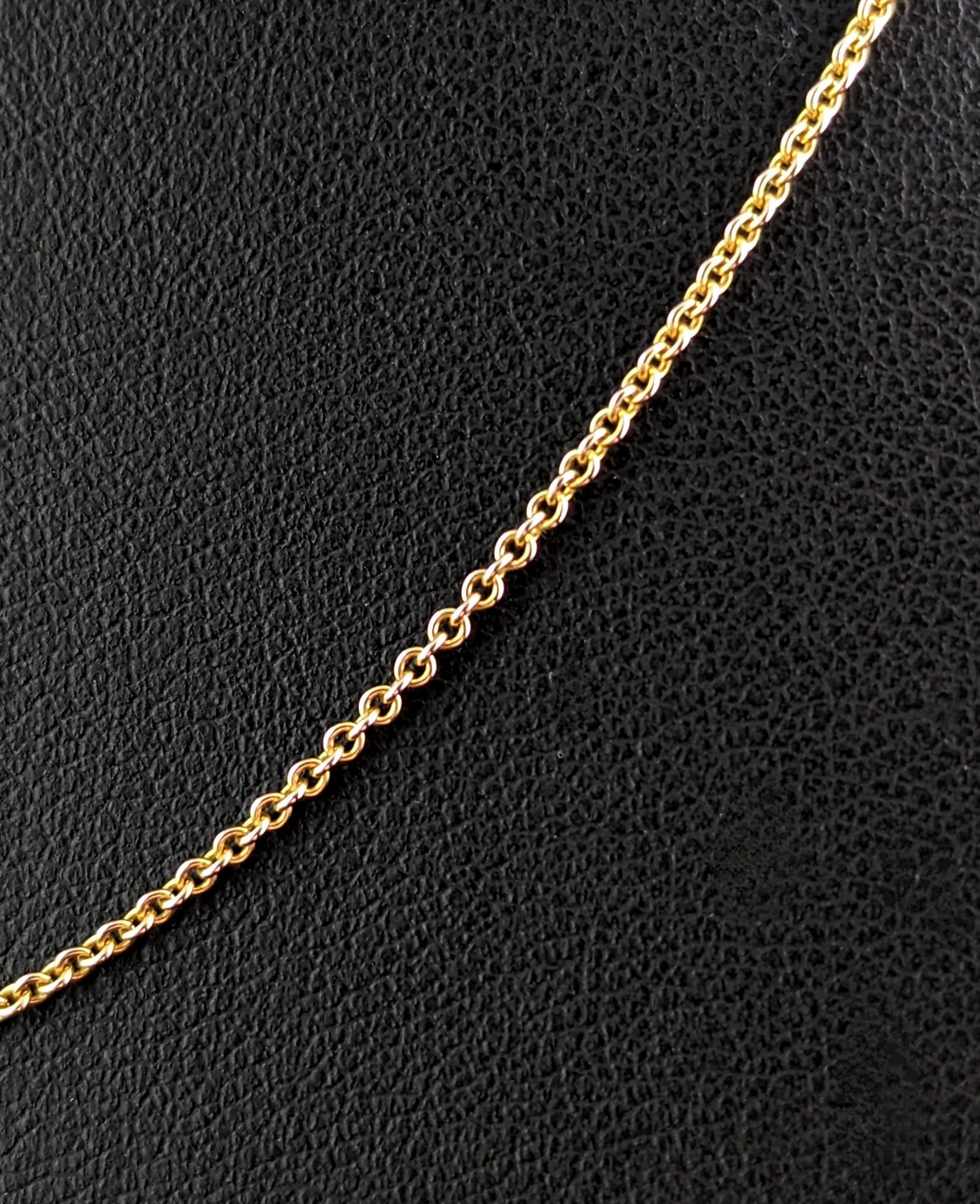 Antike 9k Gelbgold dainty trace Gliederkette Halskette  1