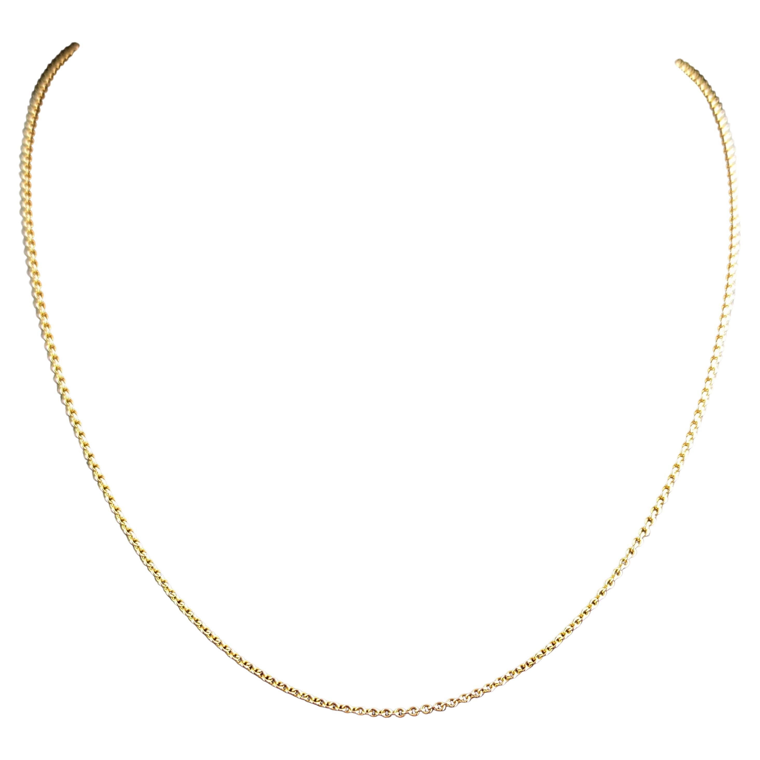 Antike 9k Gelbgold dainty trace Gliederkette Halskette 