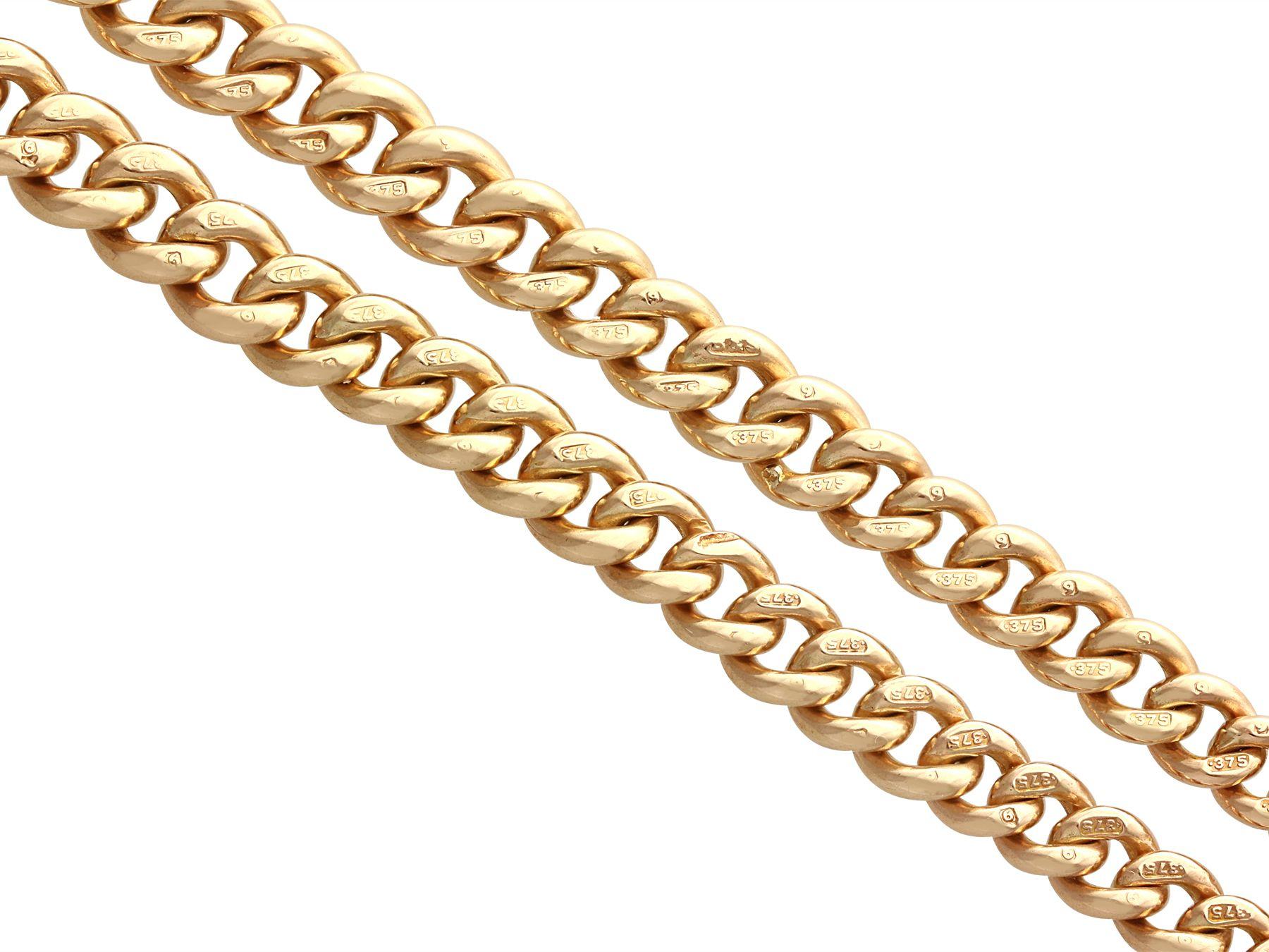 9k Yellow Gold Double Albert Watch Chain In Excellent Condition For Sale In Jesmond, Newcastle Upon Tyne