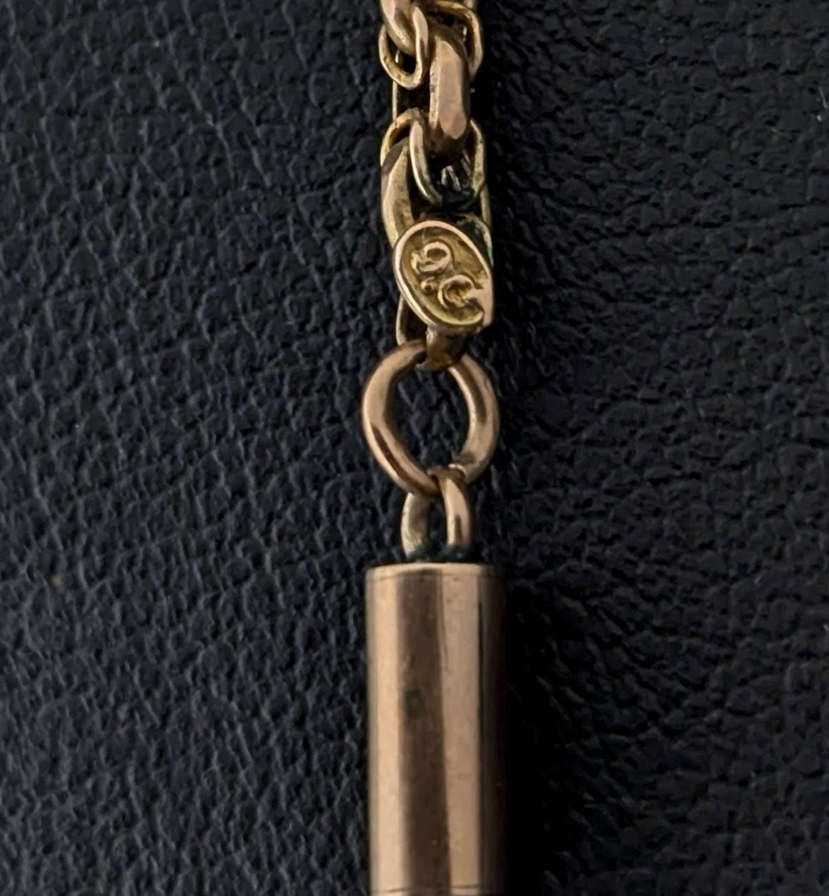 Collier ancien en or jaune 9k à double maille Rolo en vente 5