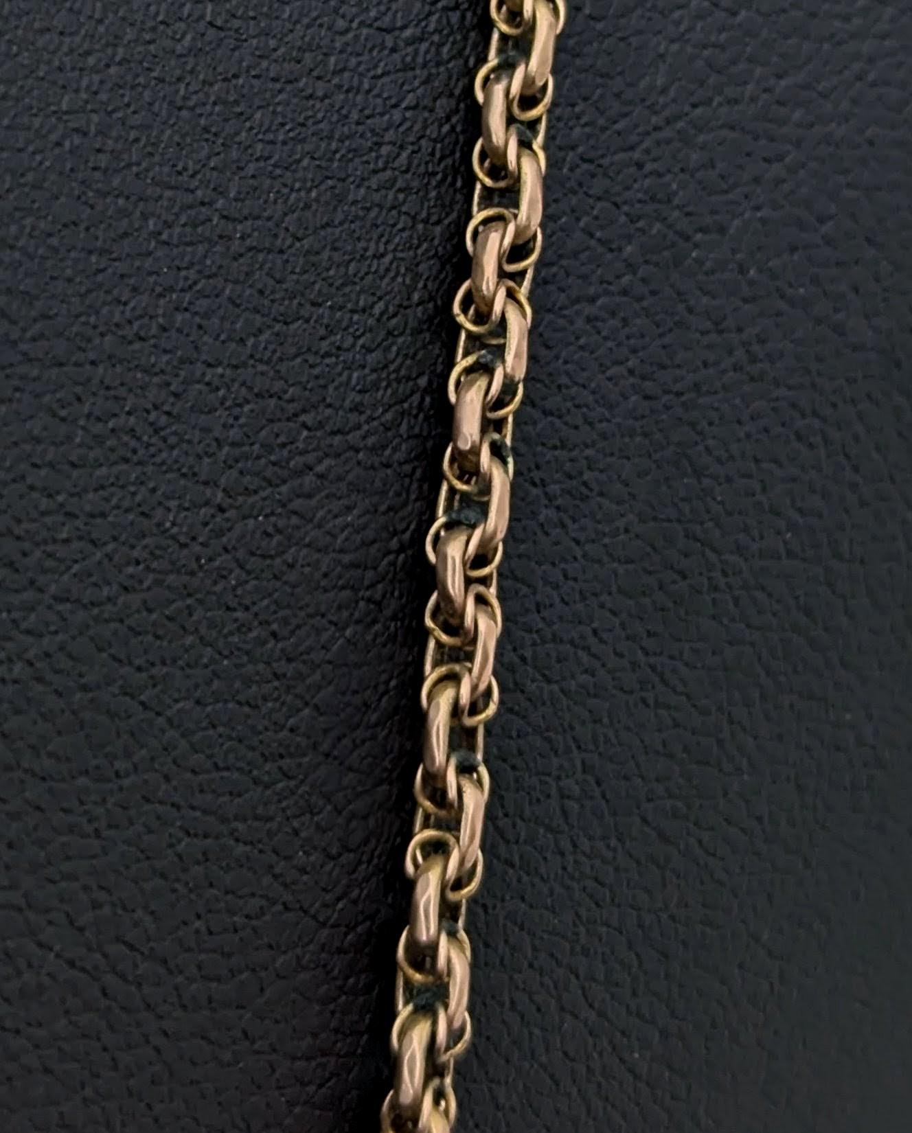 Collier ancien en or jaune 9k à double maille Rolo en vente 3