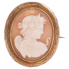 Antique 9k Yellow Gold "Eros" Cameo Brooch