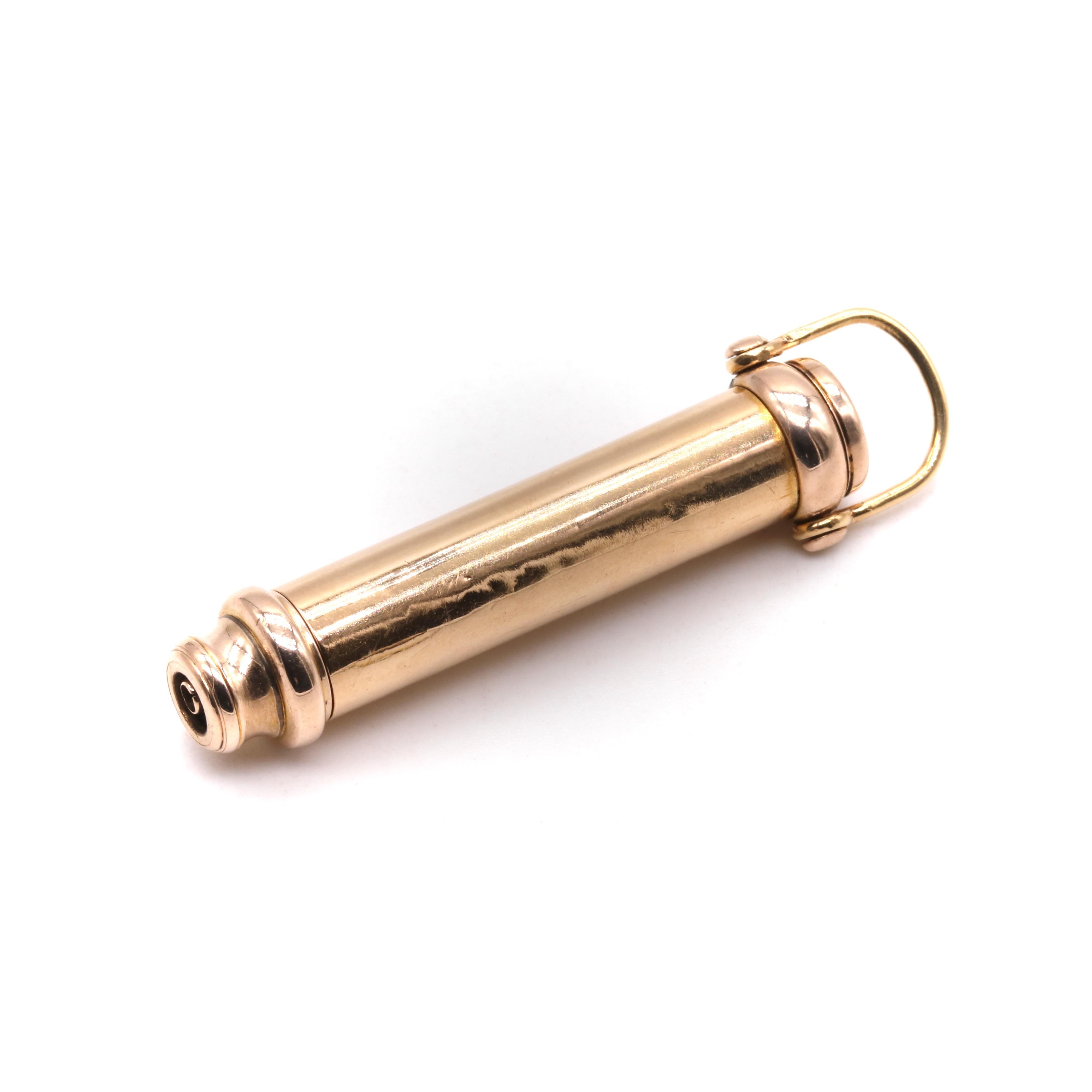 Taille ronde Antique crayon à rabat extensible en or jaune 9 carats avec terminal en onyx en vente