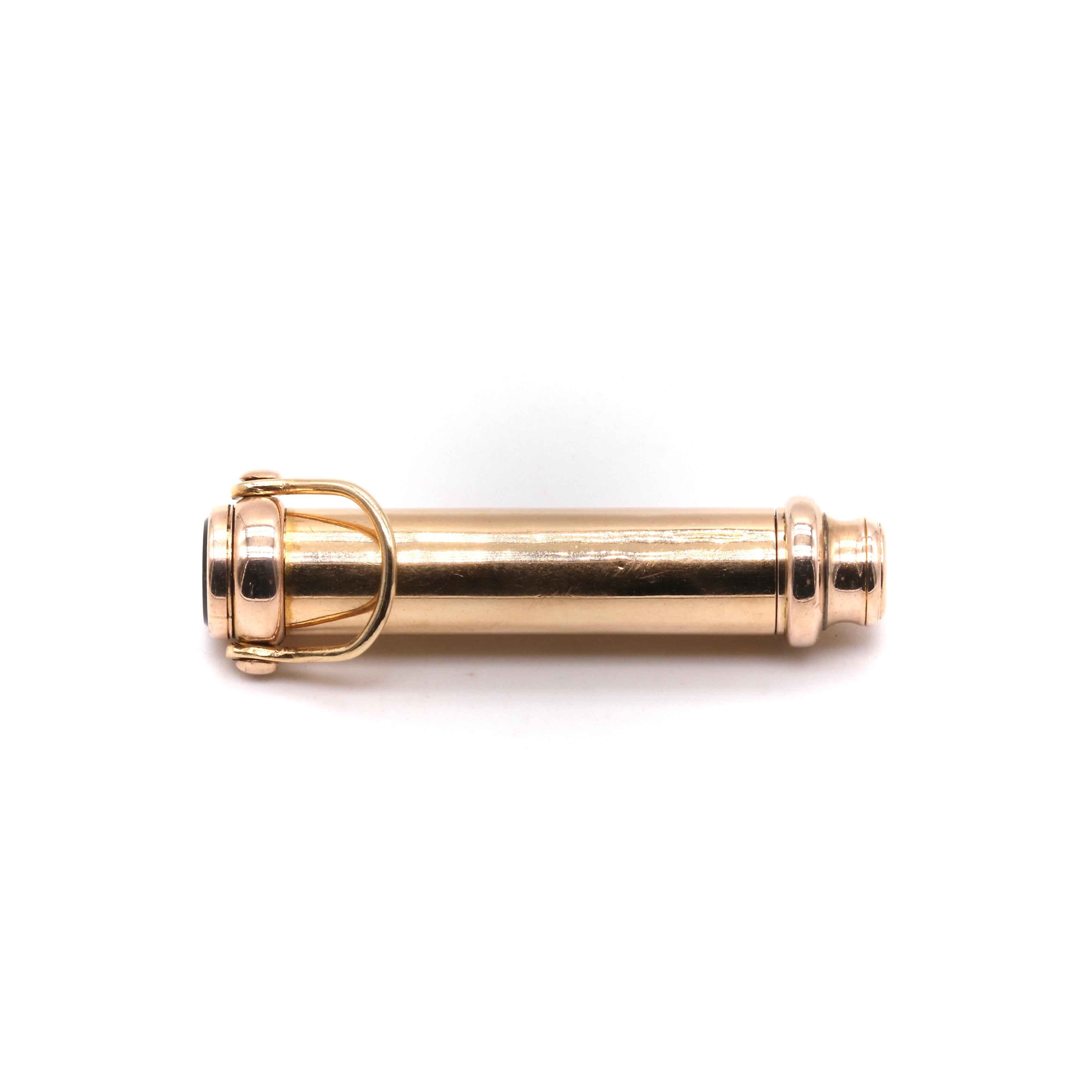 Antique crayon à rabat extensible en or jaune 9 carats avec terminal en onyx Unisexe en vente