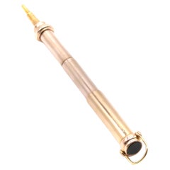 Antique 9K Yellow Gold Extending Fob Pencil with Onyx Terminal