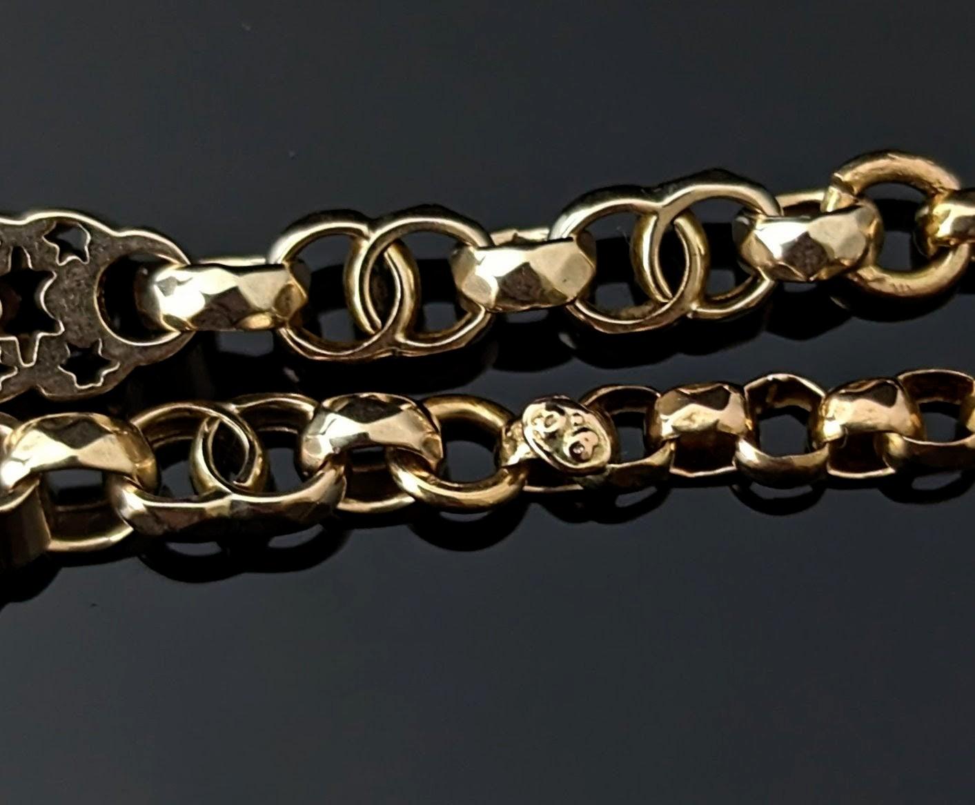 Collier ancien en or jaune 9k à maillons fantaisie en vente 6