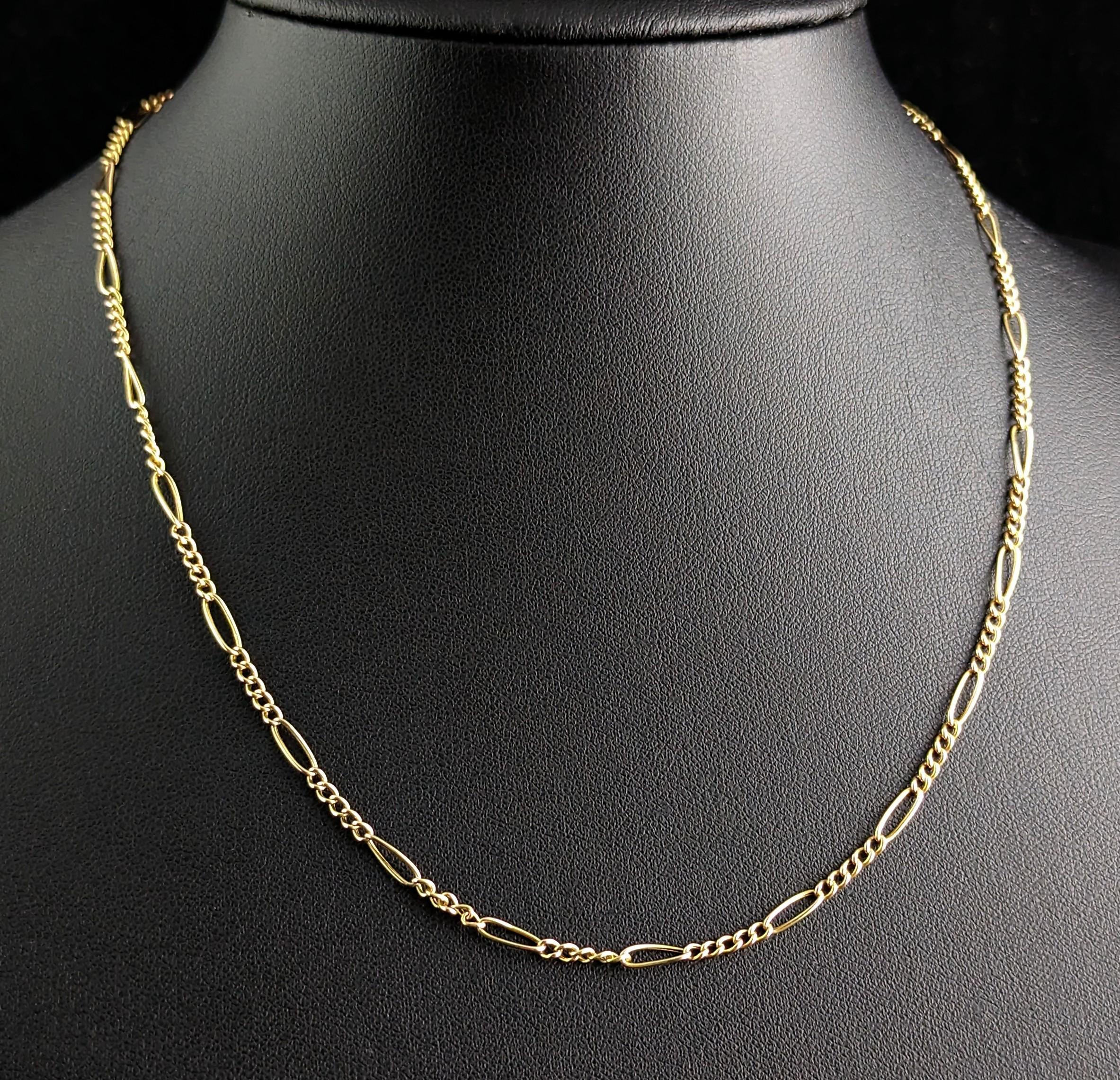 You can't go wrong with the staple that is an antique gold chain.

These are one of the most versatile and wearable pieces of antique jewellery and also one of the most sought after and you can see why.

It has lovely Figaro links with in rich