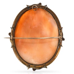 Antique 9k Yellow Gold Jesus Passion, Apostles Sleeping Shell Cameo Brooch