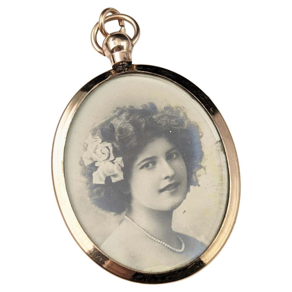 Vintage Art Deco Locket 9k Yellow Gold Chester Hallmarks Pendant Etched ...