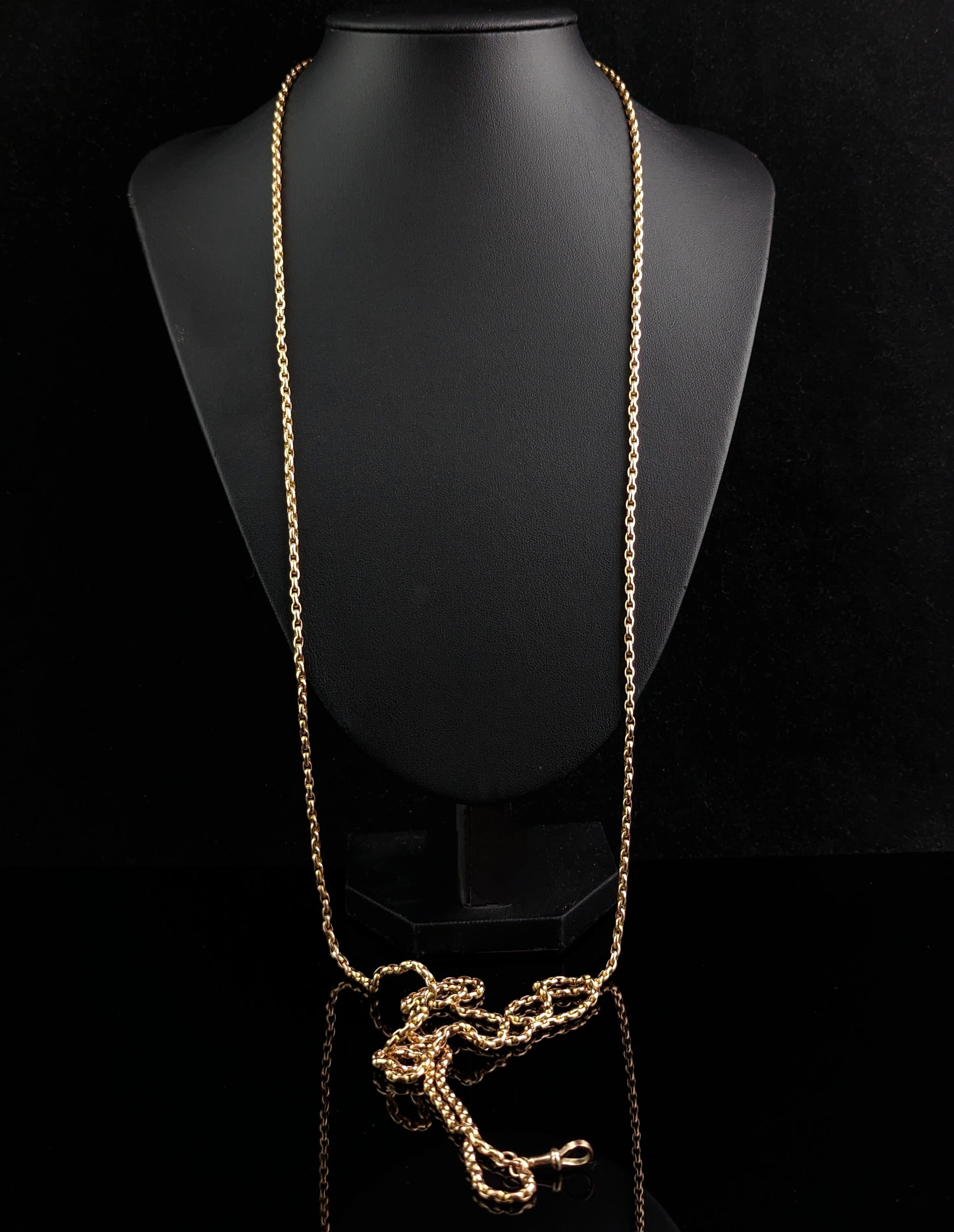 Long collier de style victorien ancien en or jaune 9 carats en vente 5
