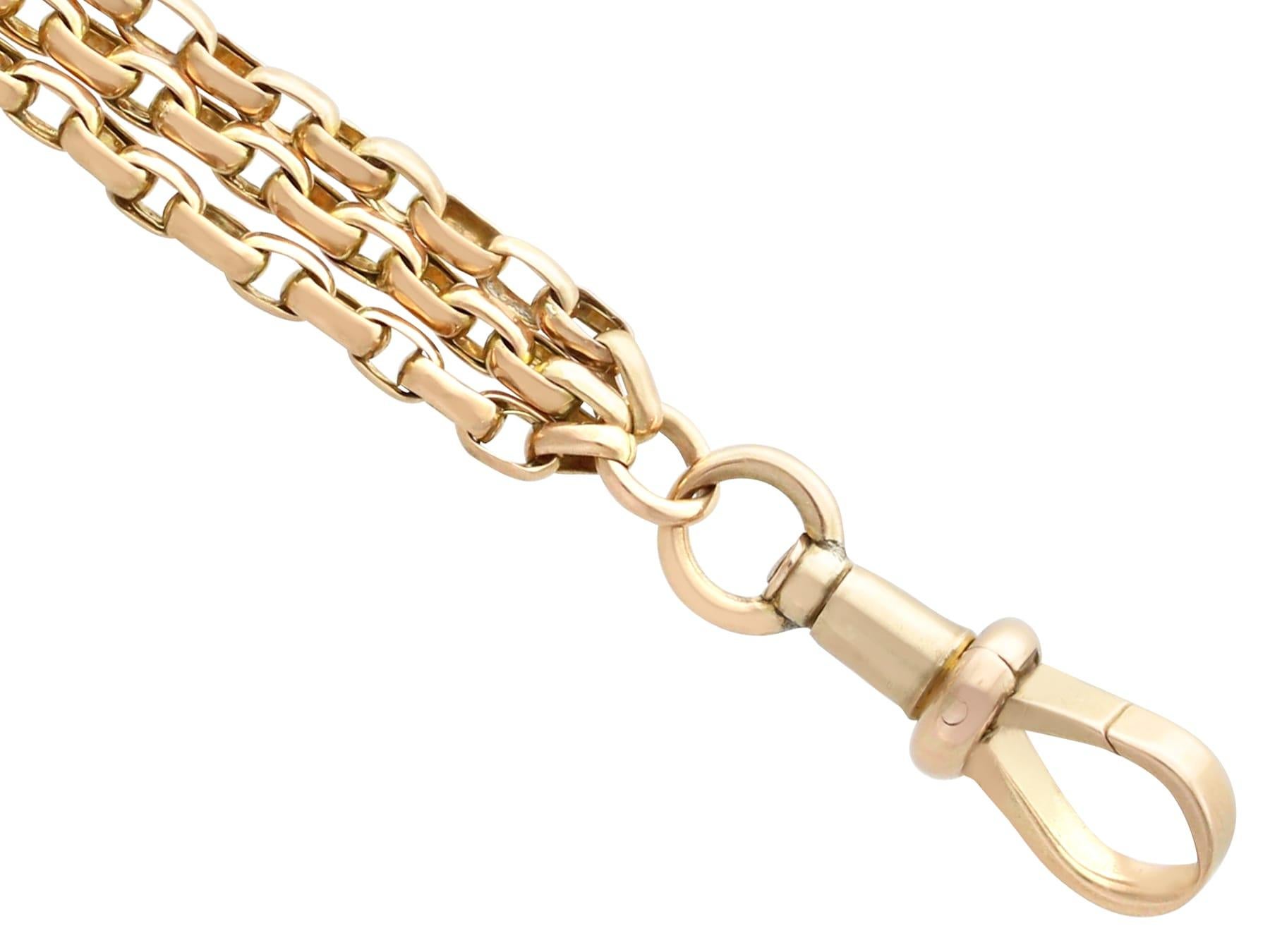 Antique 9k Yellow Gold Longuard Chain Necklace In Excellent Condition For Sale In Jesmond, Newcastle Upon Tyne