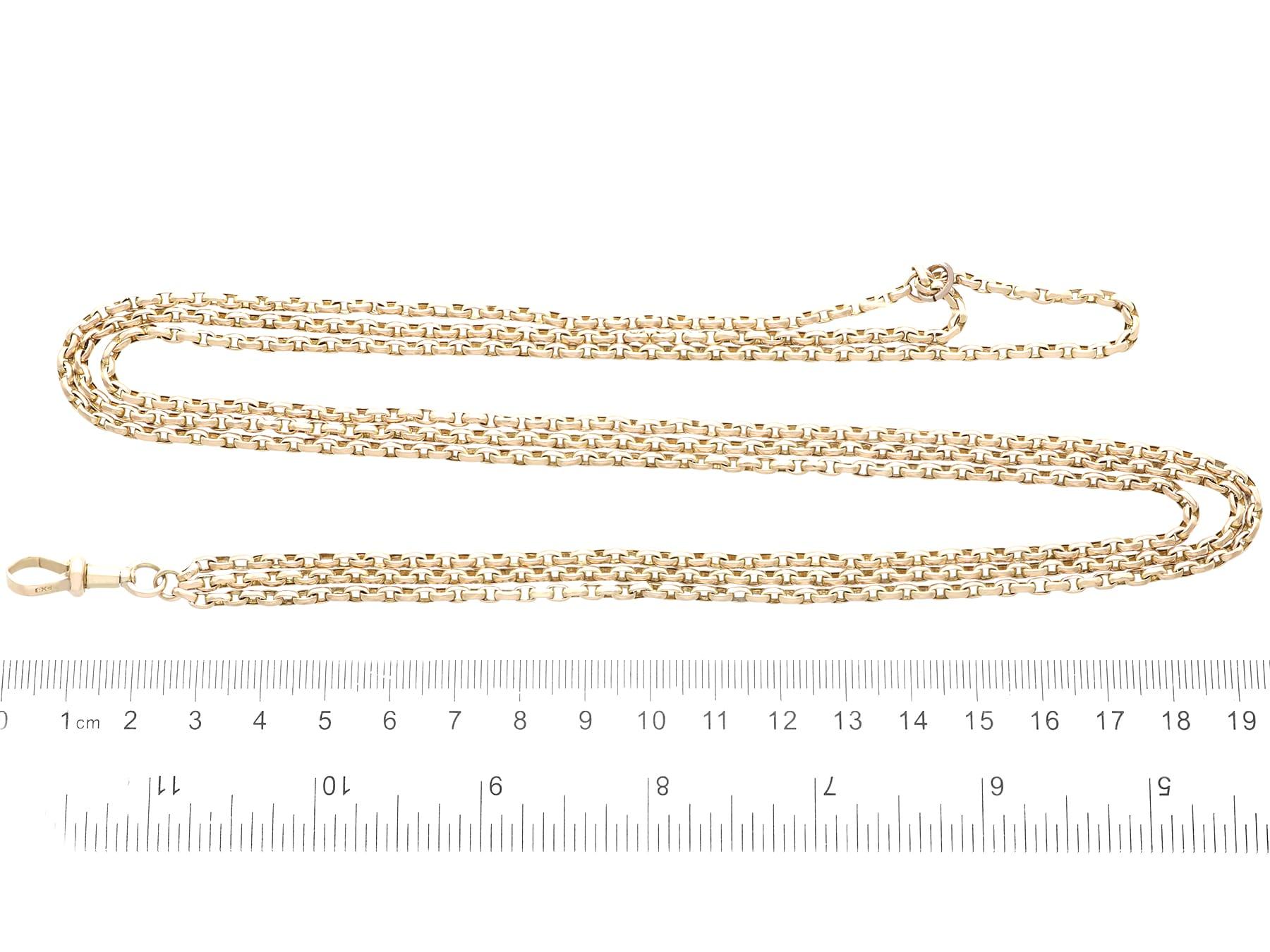 Antike 9k Gelbgold Longuard Kette Halskette Circa 1900 im Angebot 2