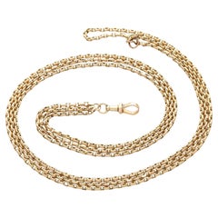 Antique 9k Yellow Gold Longuard Chain Necklace Circa 1900
