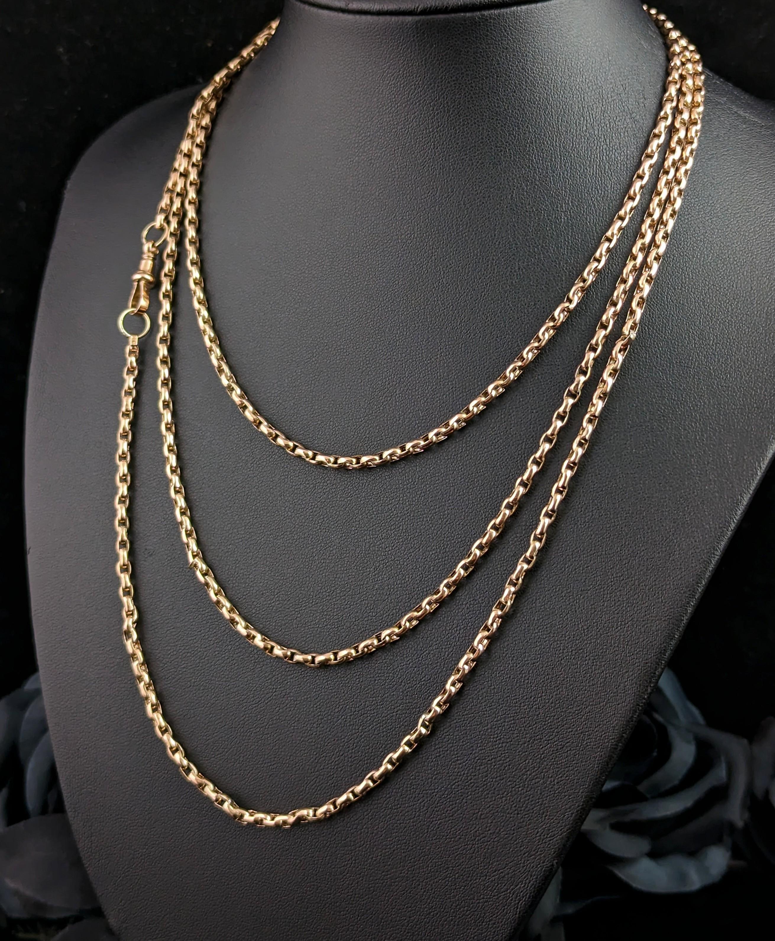 Antike Longuard-Halskette aus 9 Karat Gelbgold, viktorianisch im Angebot 5