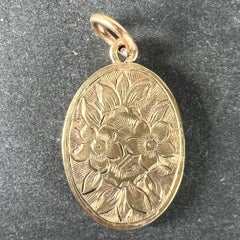 Ciondolo a forma di fiore e foglie in oro giallo 9K Antique Mirror