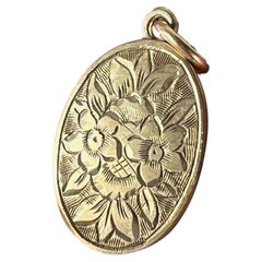 Ciondolo a forma di fiore e foglie in oro giallo 9K Antique Mirror