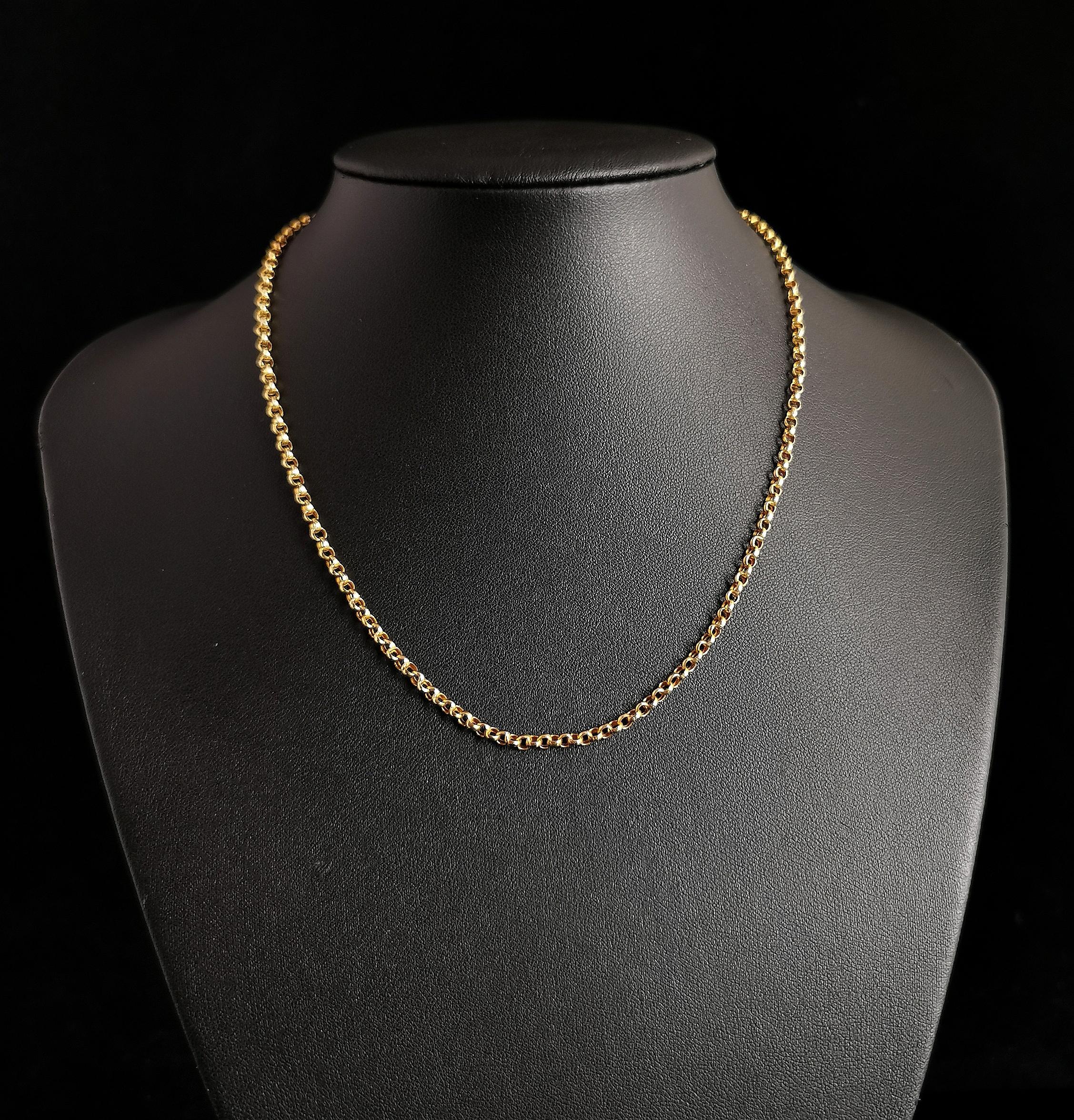 Antike antike Halskette aus 9 Karat Gelbgold mit Rollengliedern, Edwardian 7