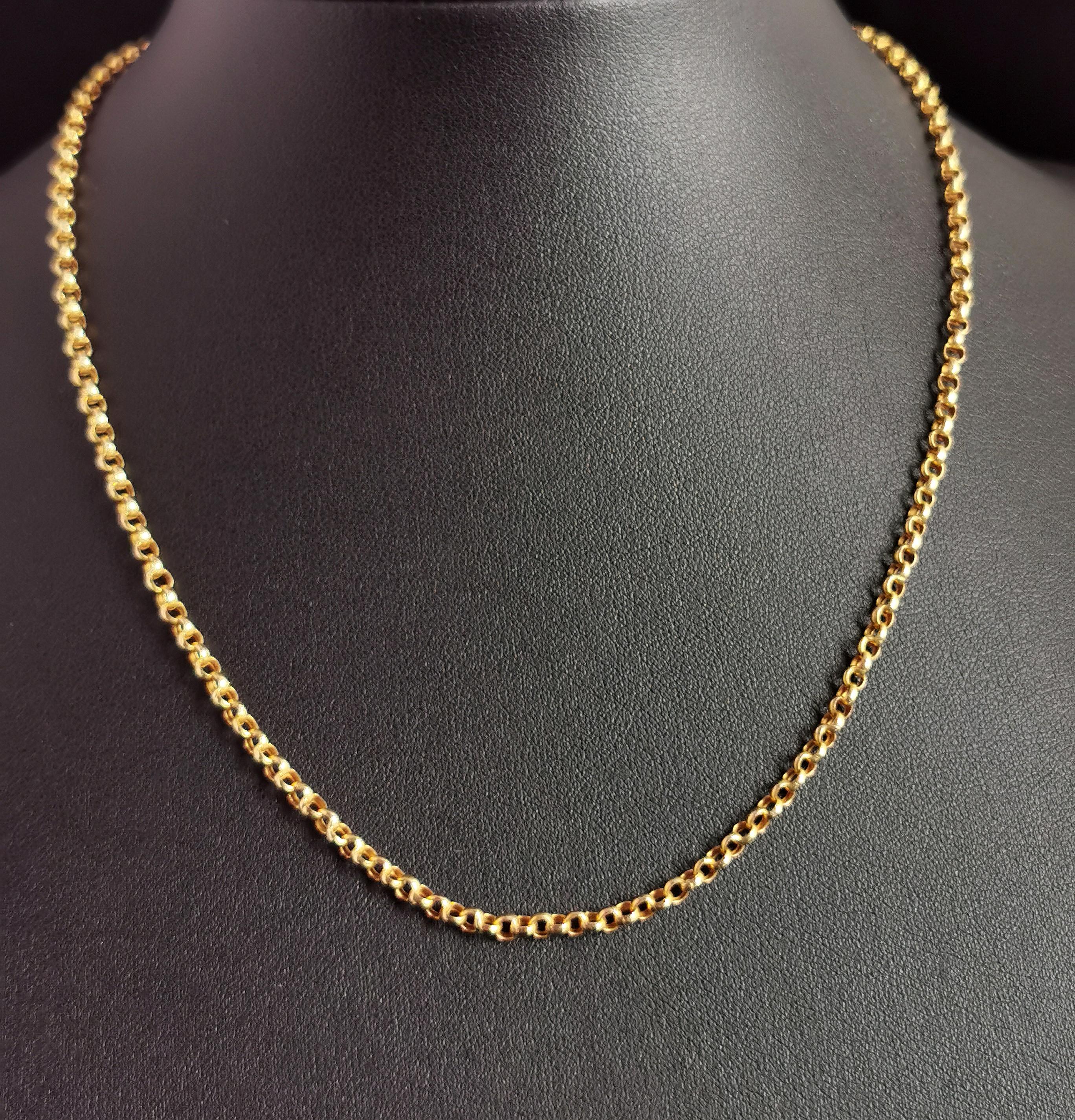 Antike antike Halskette aus 9 Karat Gelbgold mit Rollengliedern, Edwardian im Zustand „Gut“ in NEWARK, GB