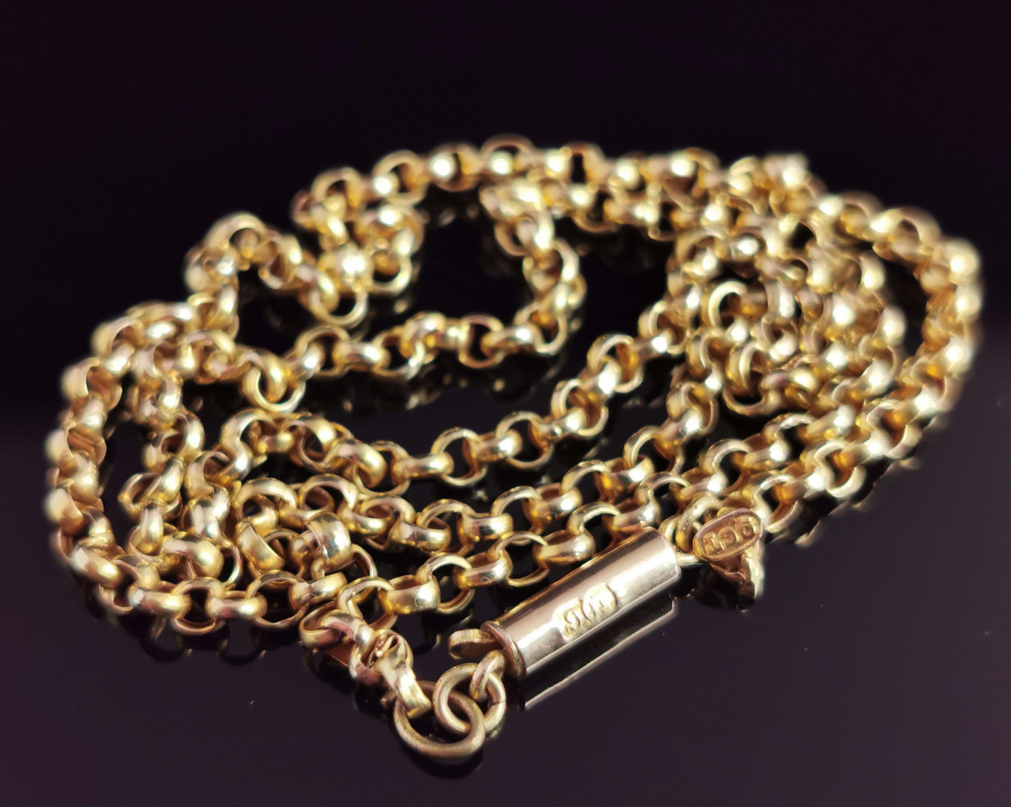 Antike antike Halskette aus 9 Karat Gelbgold mit Rollengliedern, Edwardian Damen