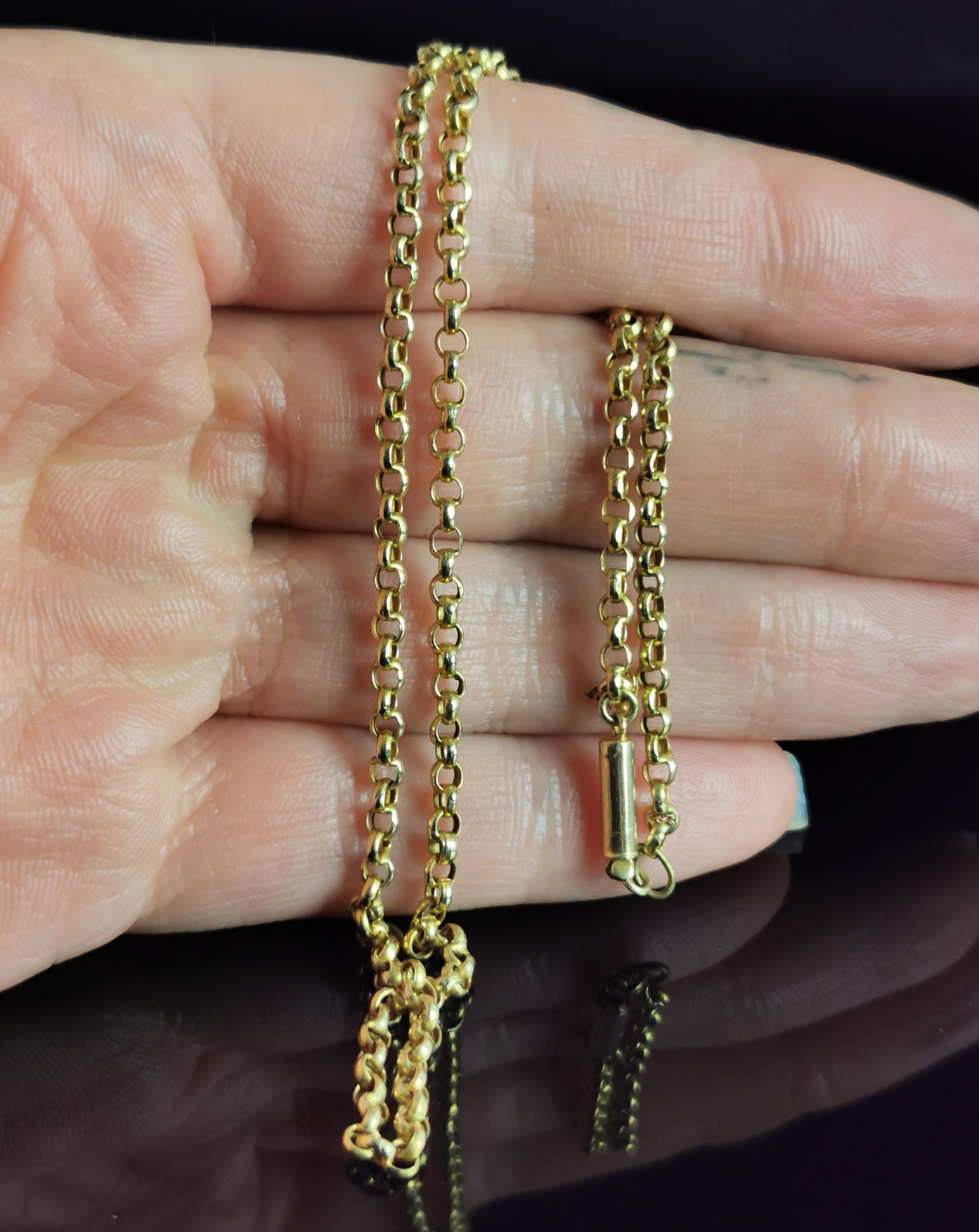 Antike antike Halskette aus 9 Karat Gelbgold mit Rollengliedern, Edwardian 1