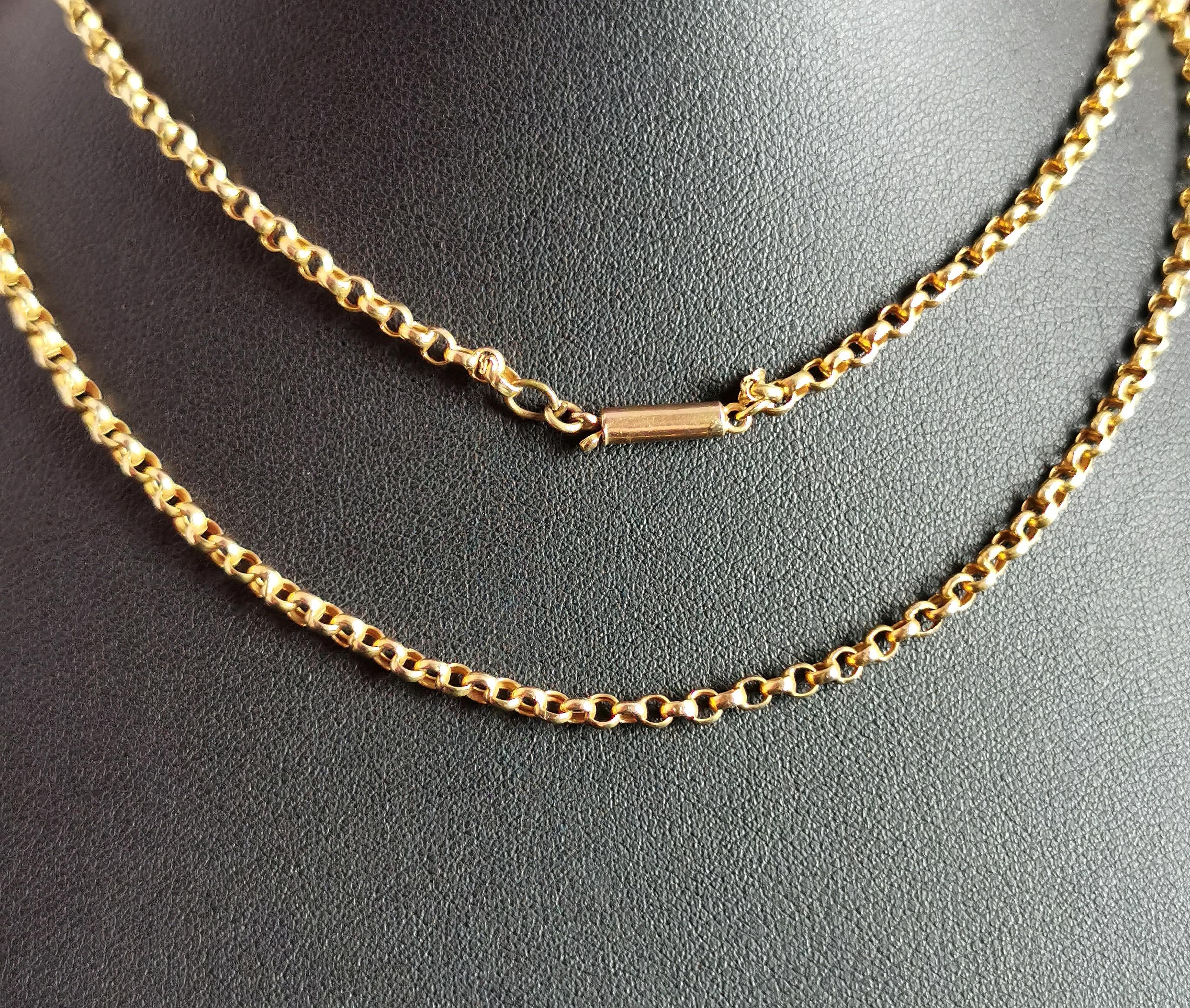 Antike antike Halskette aus 9 Karat Gelbgold mit Rollengliedern, Edwardian 2