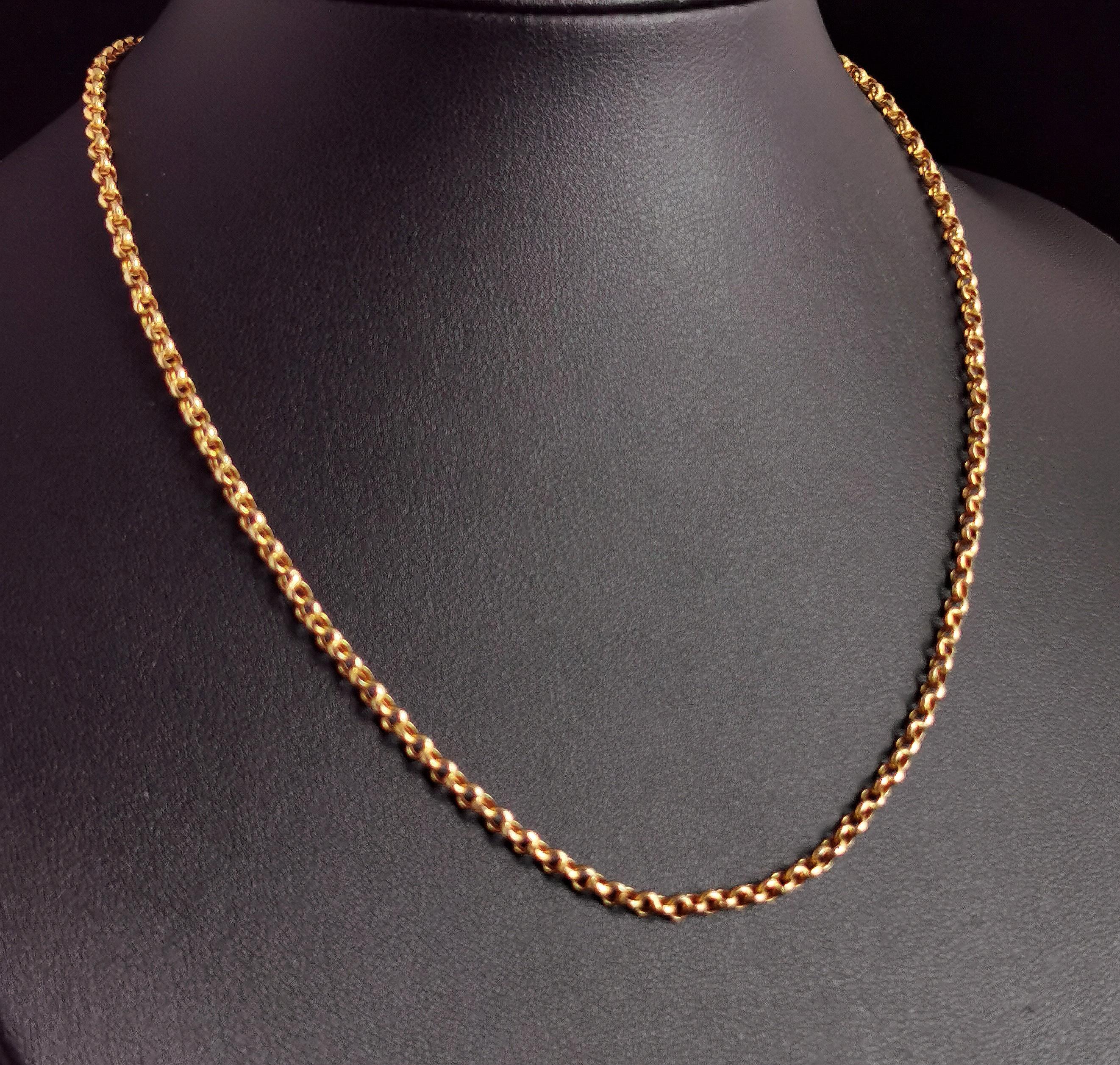 Antike antike Halskette aus 9 Karat Gelbgold mit Rollengliedern, Edwardian 4