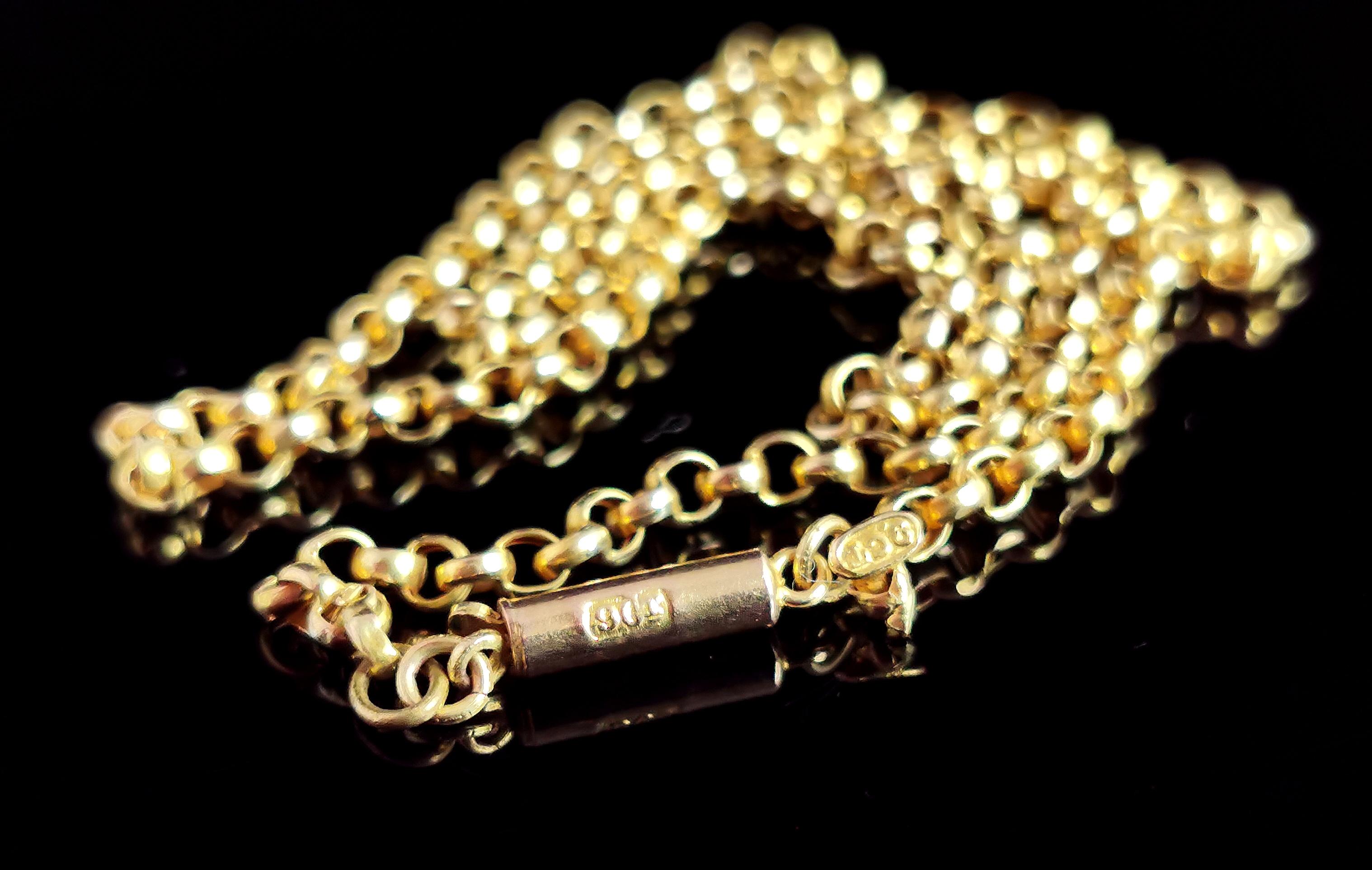 Antike antike Halskette aus 9 Karat Gelbgold mit Rollengliedern, Edwardian 5