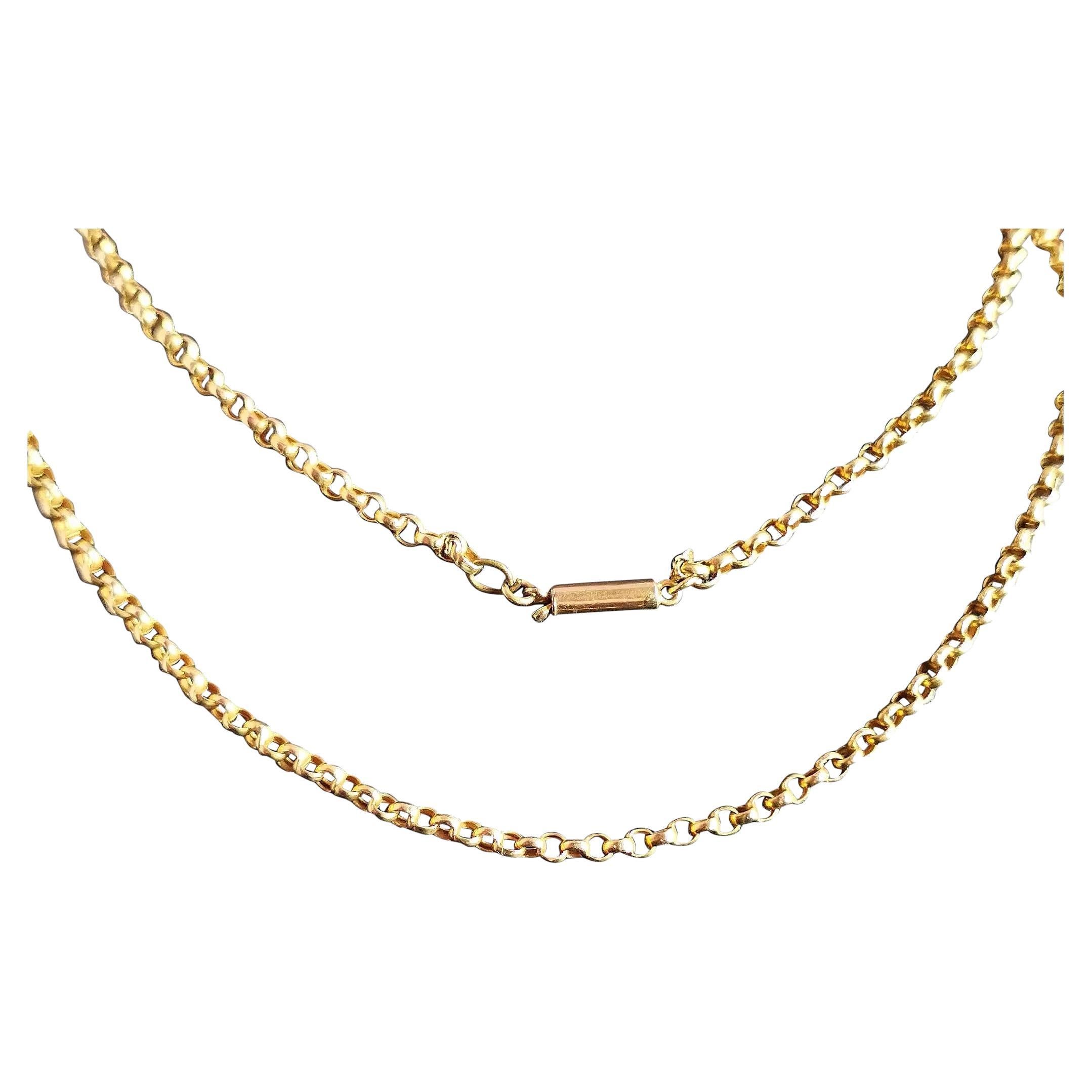 Antike antike Halskette aus 9 Karat Gelbgold mit Rollengliedern, Edwardian