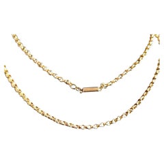 Antique 9k yellow gold rolo link chain necklace, Edwardian 