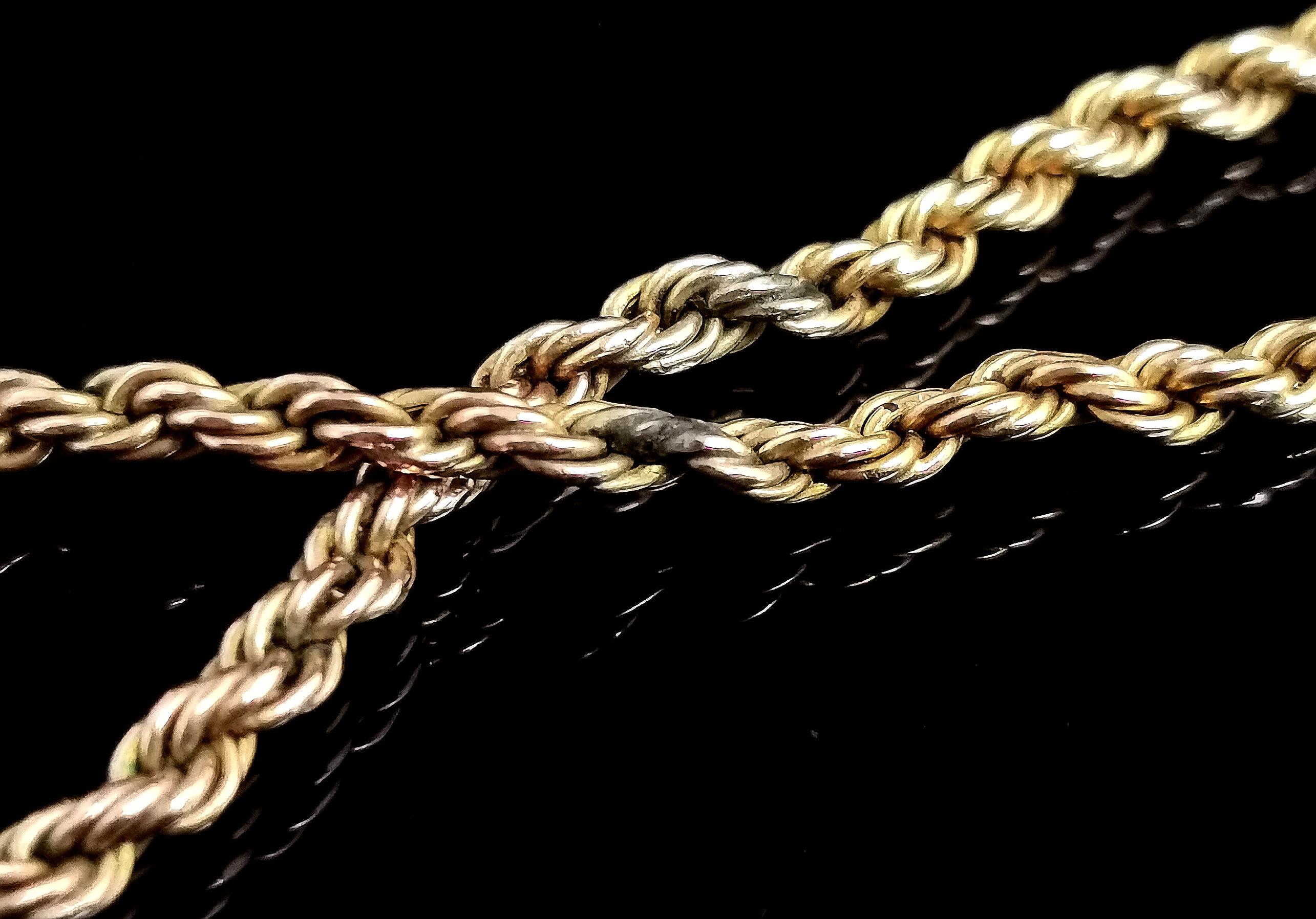 Antike 9k Gelbgold Seilkette Halskette, edwardianisch 6